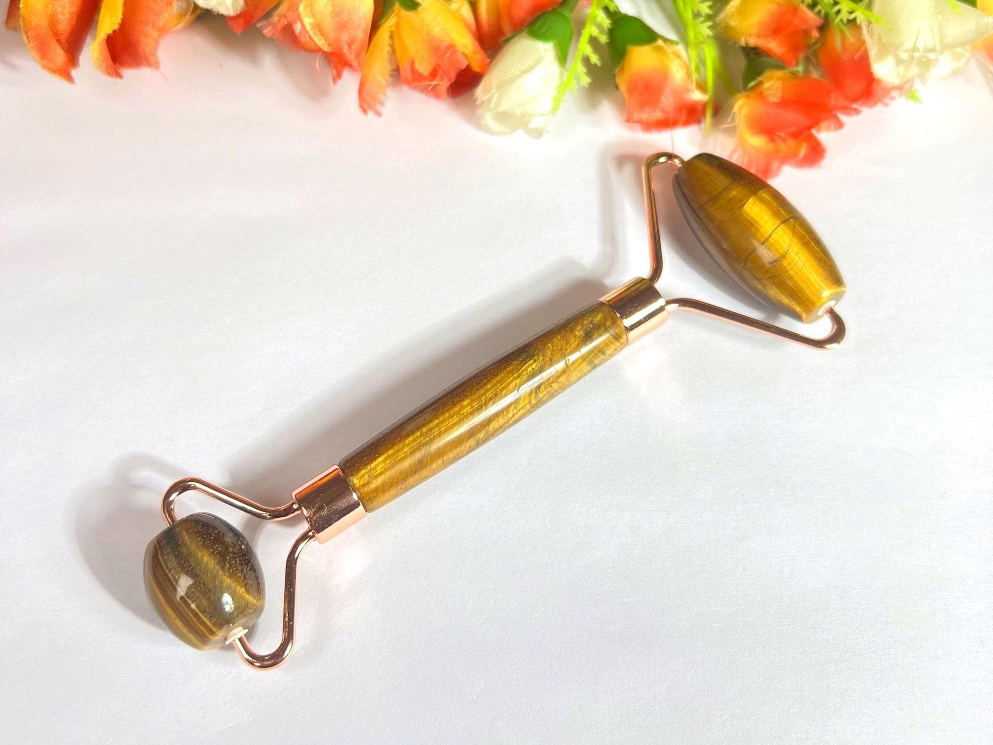 Tiger Eye's Crystal Stone Face Massager Roller AAAA ++++ with Gift Box