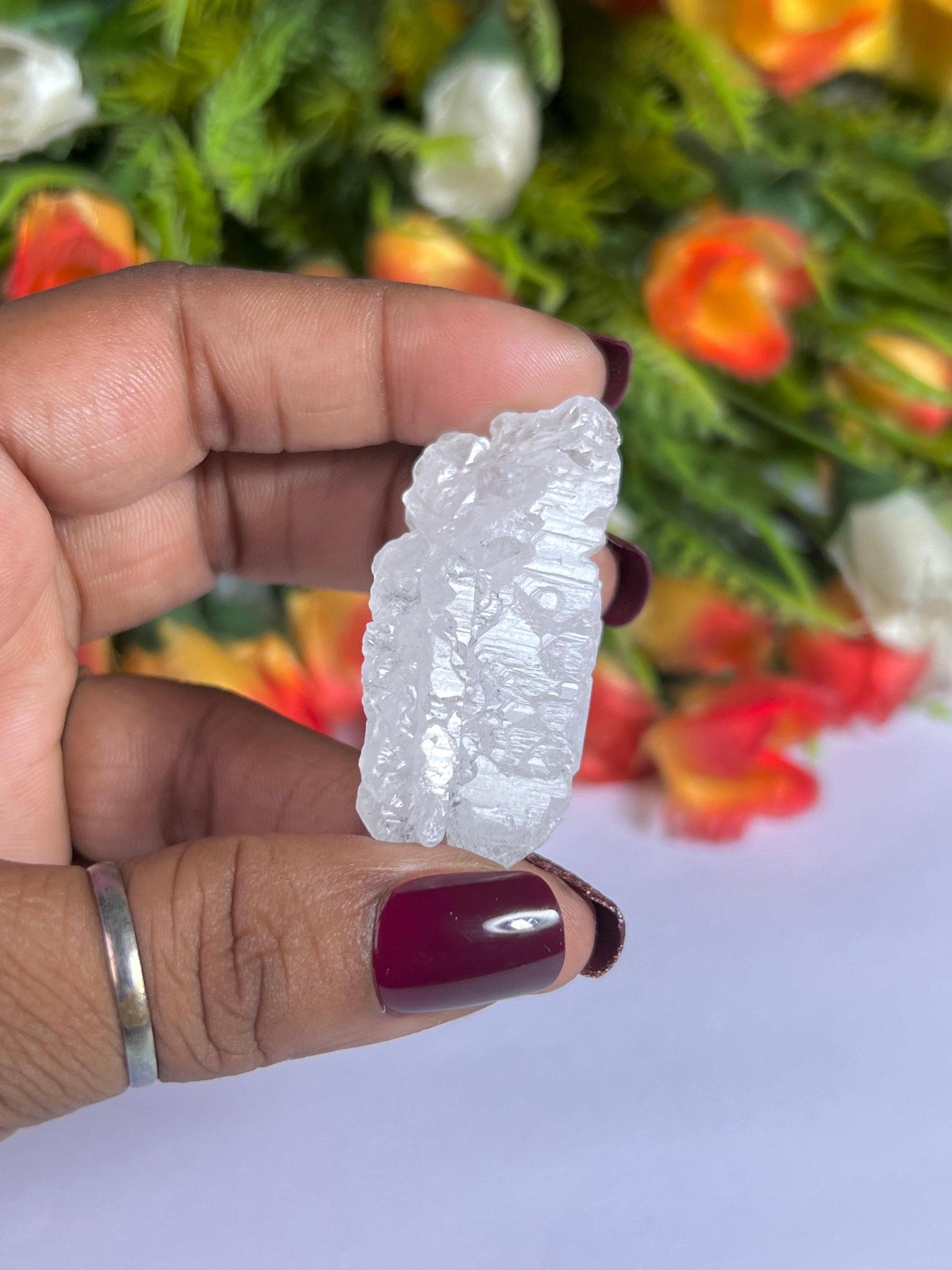 Premium Nirvana Quartz Crystal -Trigonic Quartz - Ice Quartz - Himalayan Quartz-Natural Rough Stone 25 Gram