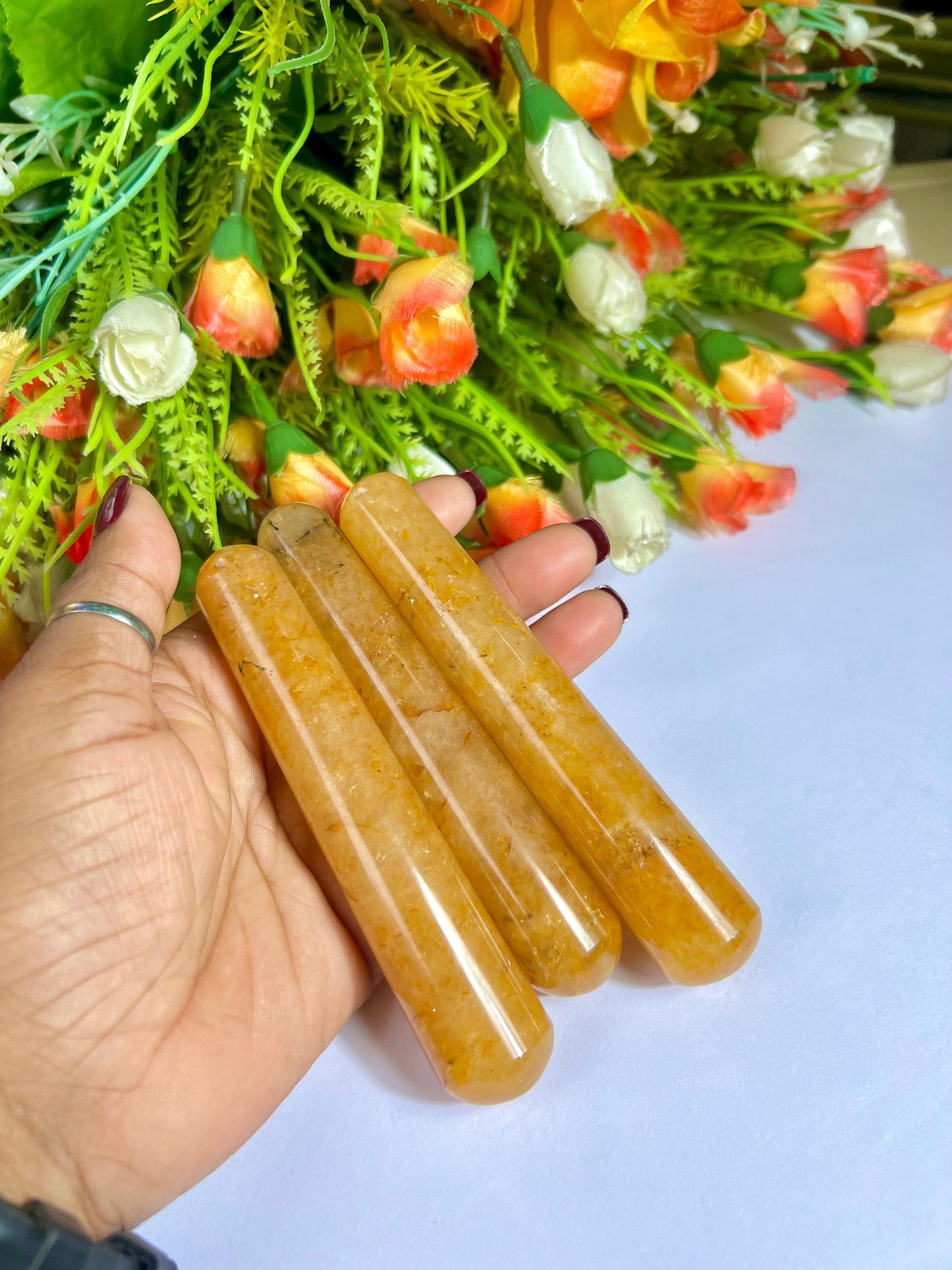 Golden Healer Quartz Crystal Stone Massager Wand AAAA ++++