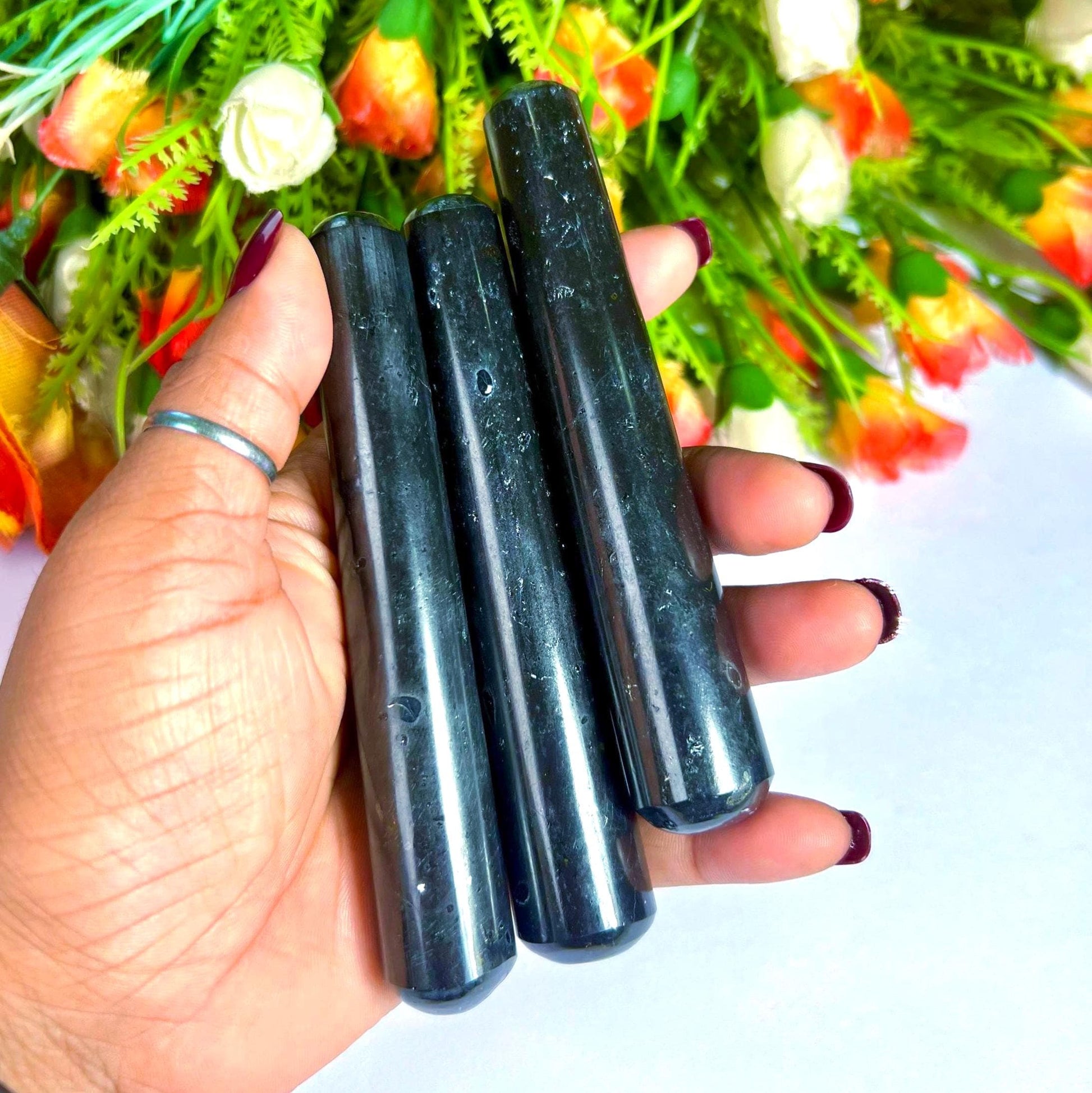 Black Tourmaline Crystal Stone Massager Wand AAAA ++++