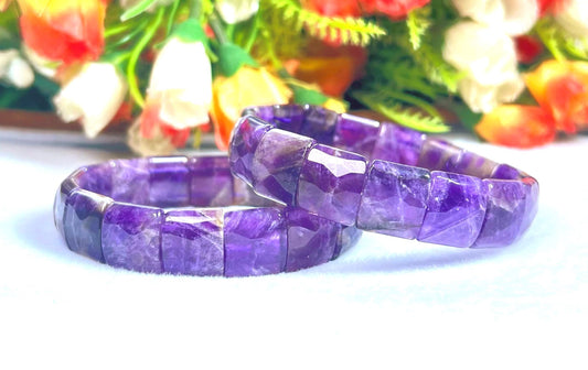 15 MM Amethyst Stone Bracelet l Stretchable Bracelet High Grade