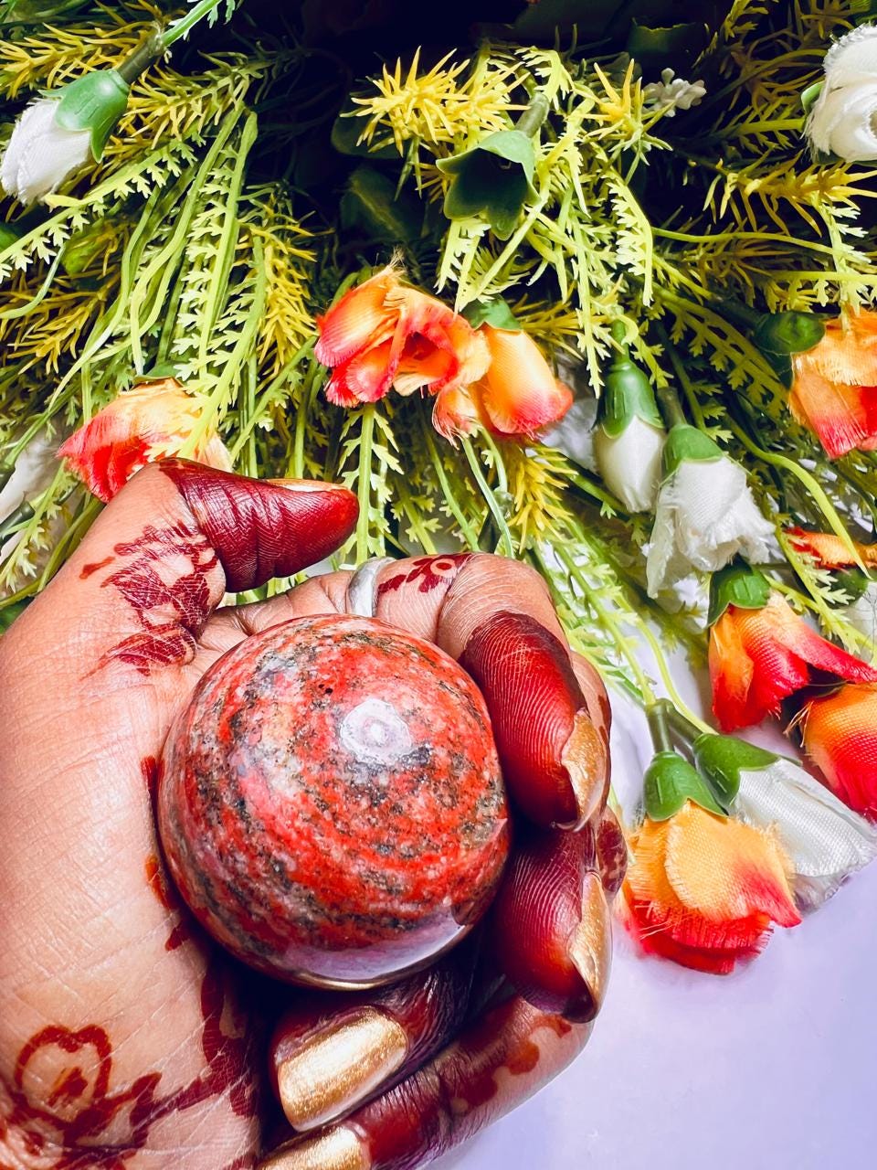 Brecciated Jasper Stone Sphere 40 MM Crystal Ball Orb Pocket Stone Meditation Space Crystal Grid With wooden Stand