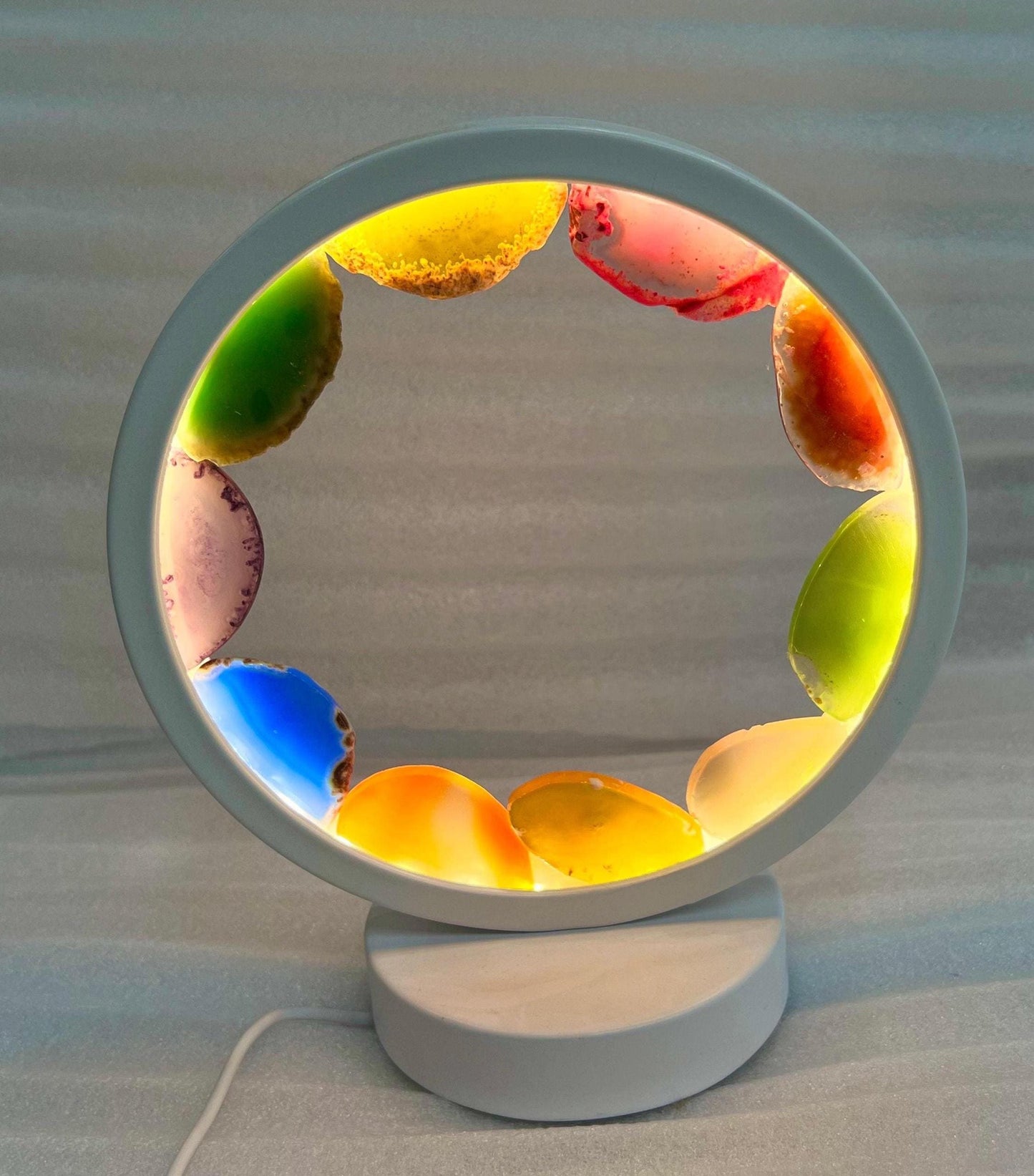All Chakra Onyx Crystal USB Night Light – Balancing Lamp for Energy, Ambiance, Meditation, Home & Office Décor, Housewarming Gift