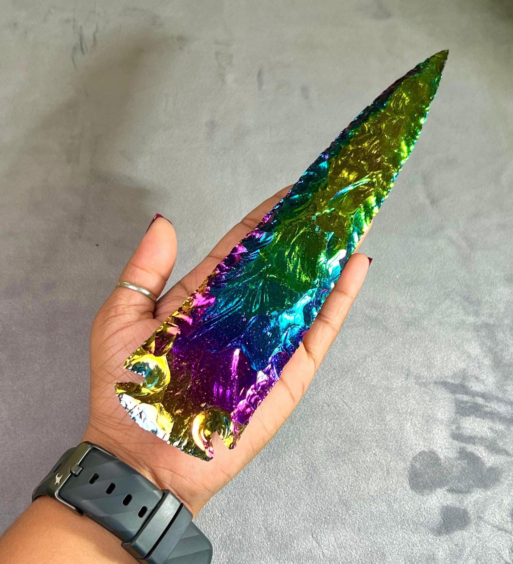 Titanium Aura Quartz Stone Crystal Arrowhead Craft Supplies Jewelry Making Natural Arrow Head Crystal 1" to 10"