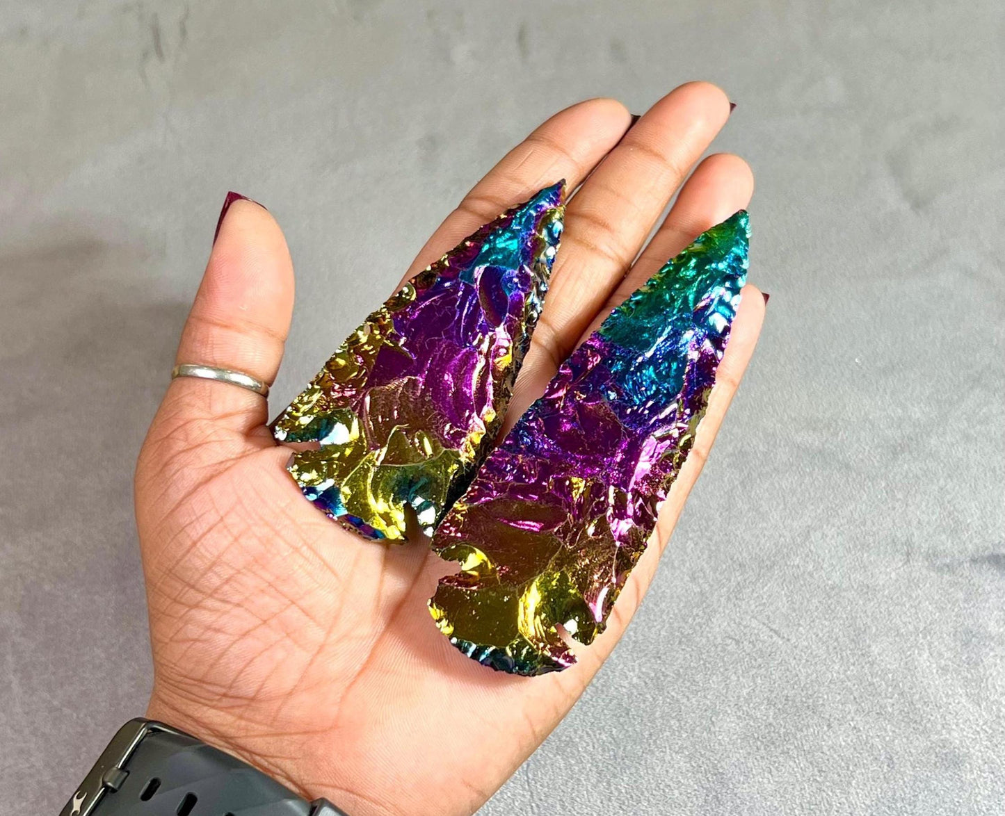 Titanium Aura Quartz Stone Crystal Arrowhead Craft Supplies Jewelry Making Natural Arrow Head Crystal 1" to 10"
