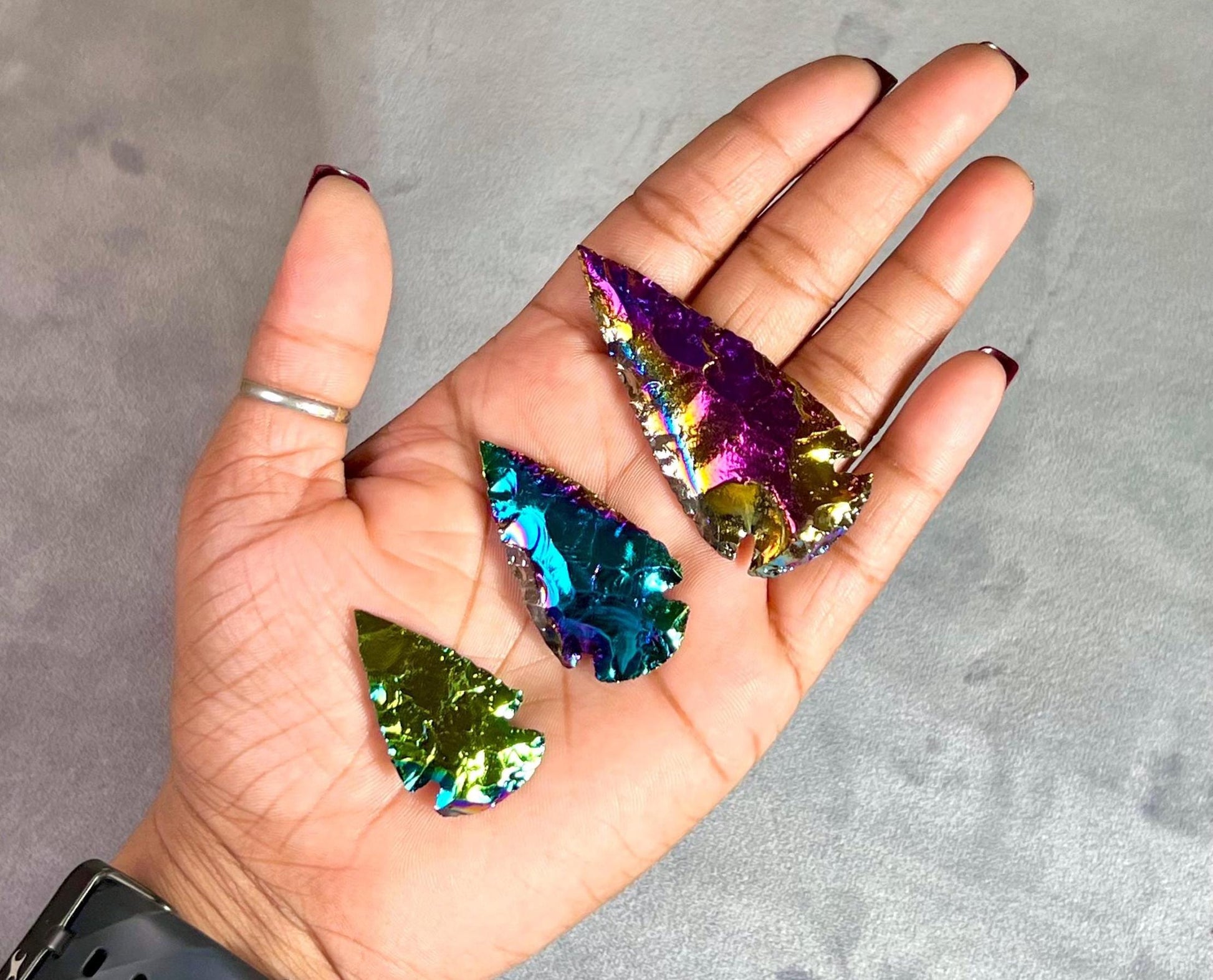 Titanium Aura Quartz Stone Crystal Arrowhead Craft Supplies Jewelry Making Natural Arrow Head Crystal 1" to 10"