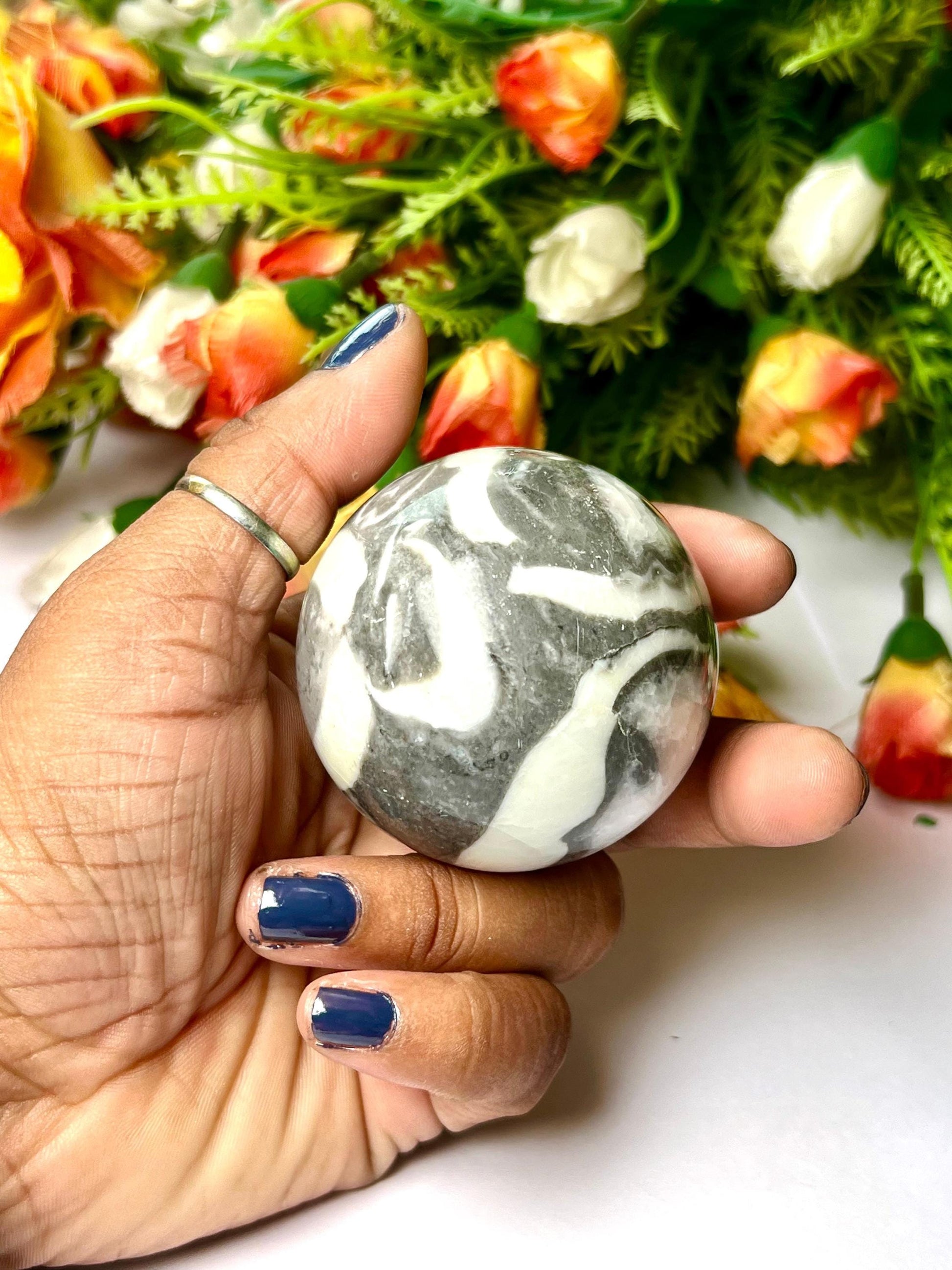 Thousand Eye Jasper Stone Sphere 45 MM Crystal Ball Orb Pocket Stone Meditation Space Crystal Grid With wooden Stand