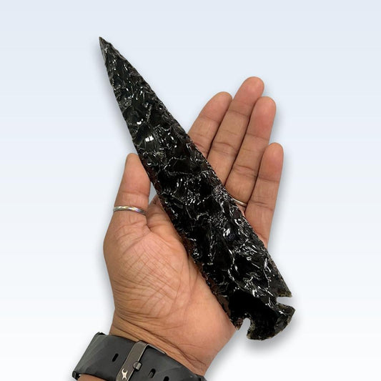 Black Obsidian Stone Crystal Arrowhead Craft Supplies Jewelry Making Natural Arrow Head Crystal 1" to 10"