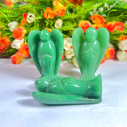 3" Green Jade Stone ANGEL One(1) Piece Free standing guardian Angel crystal Reiki energy blessed hand carved Pocket Angel Angelic connection