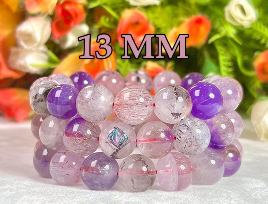 13 MM Super Seven Melody Stone Bracelet l Stretchable Bracelet l Unisex Bracelet