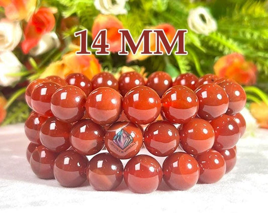 14 MM Carnelian Stone Bracelet l Stretchable Bracelet l Unisex Bracelet