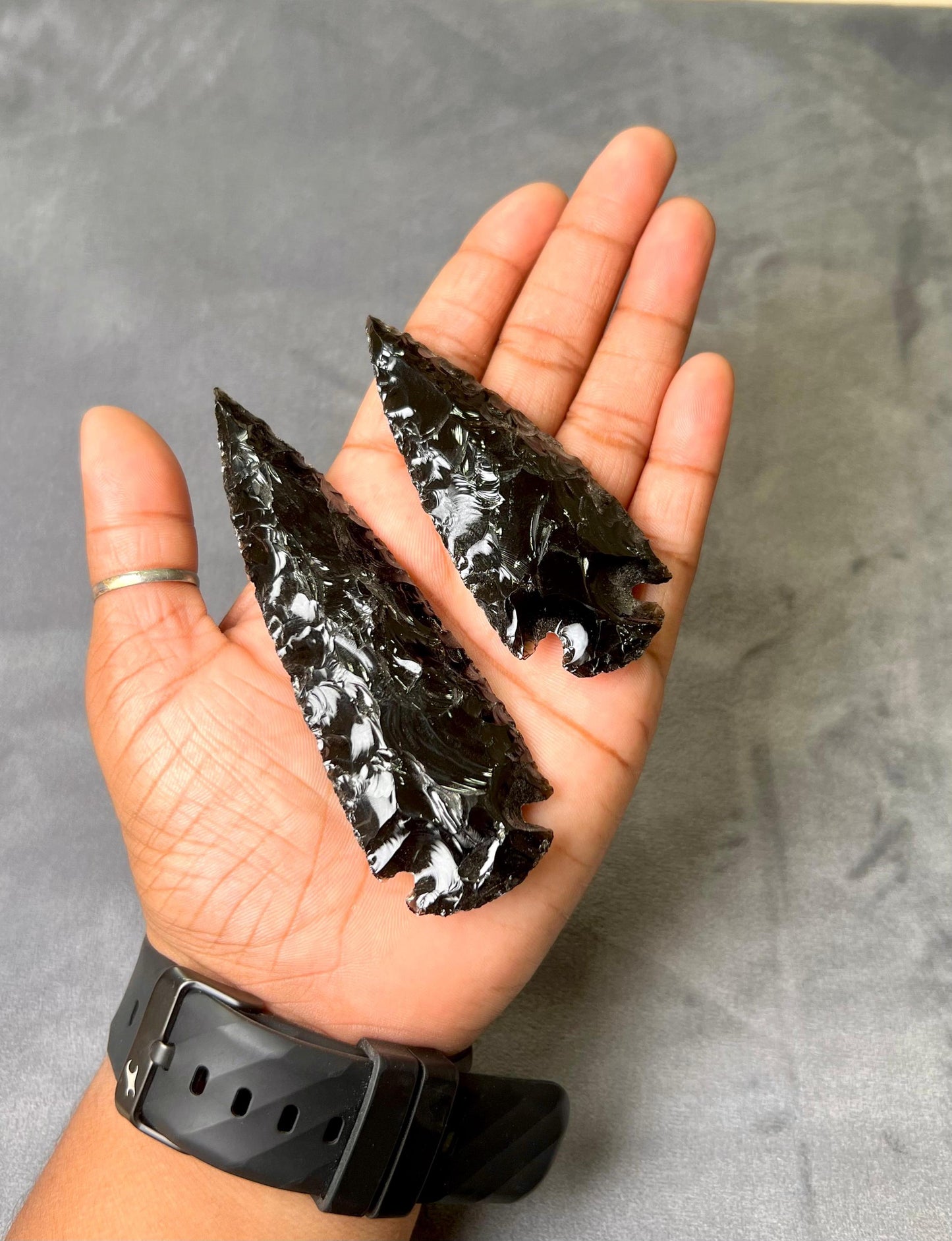 Black Obsidian Stone Crystal Arrowhead Craft Supplies Jewelry Making Natural Arrow Head Crystal 1" to 10"