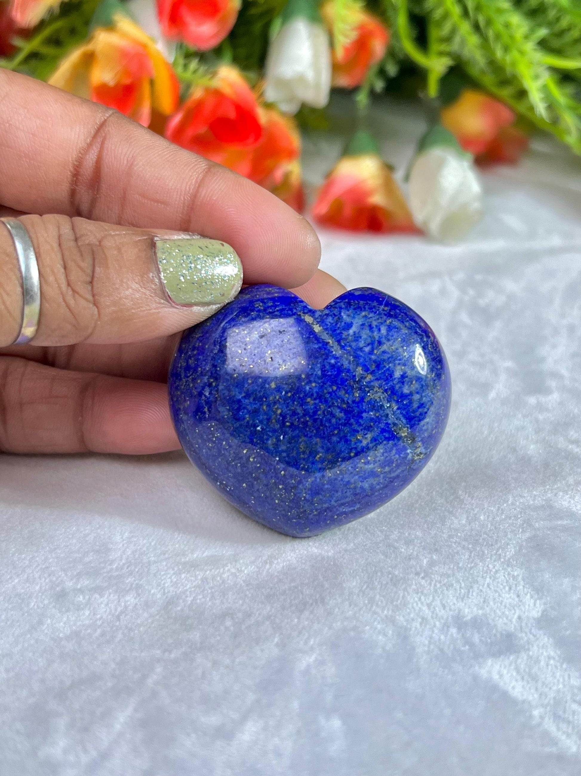 Lapis Lazuli Stone Puffy Heart Stone Crystal Reiki Energy
