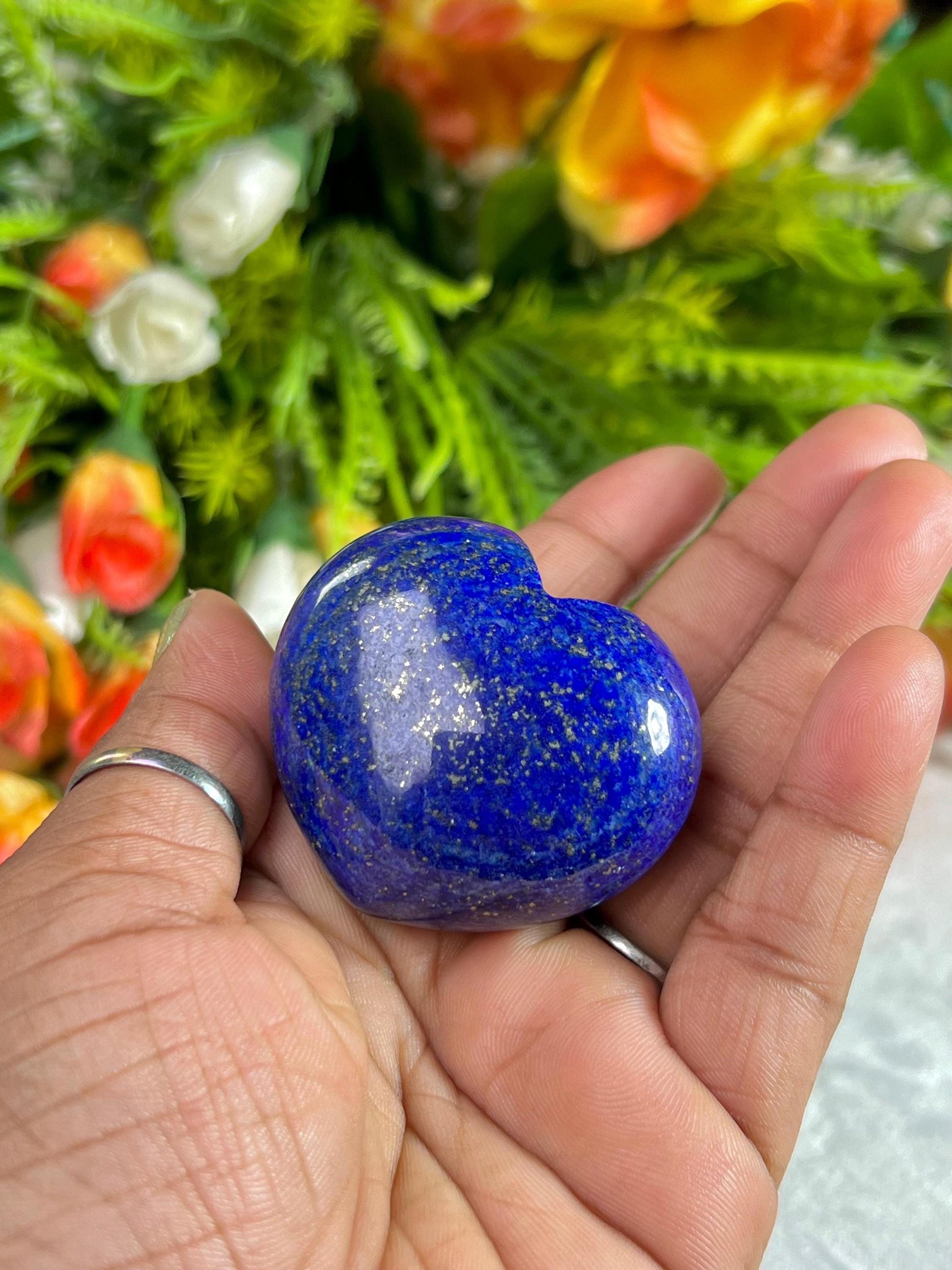 Lapis Lazuli Stone Puffy Heart Stone Crystal Reiki Energy