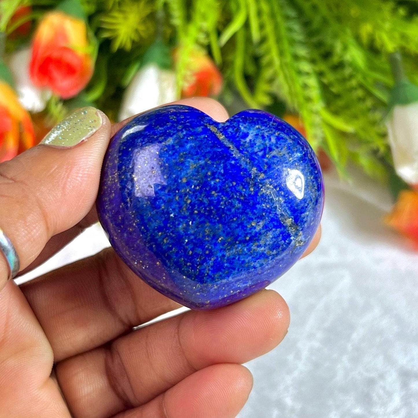 Lapis Lazuli Stone Puffy Heart Stone Crystal Reiki Energy