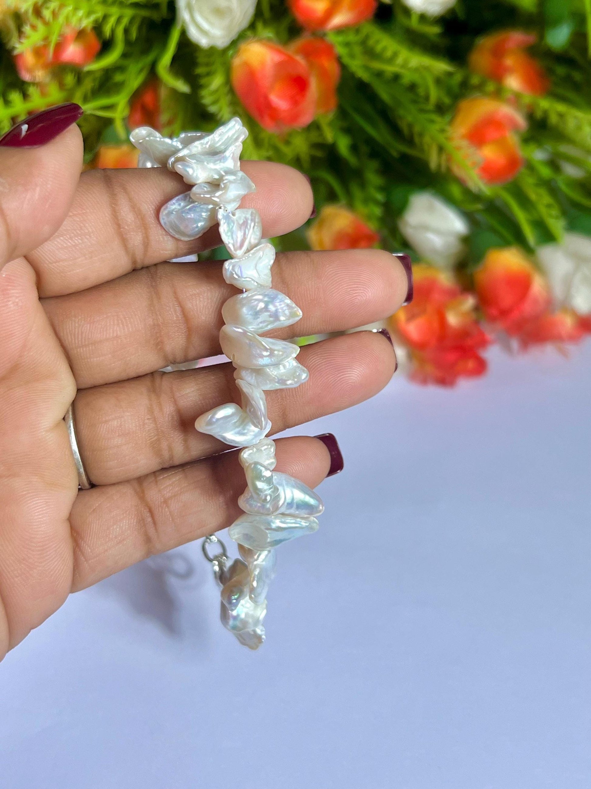 12 MM Pearl Stone Bracelet l Adjustable Bracelet l Unisex Bracelet