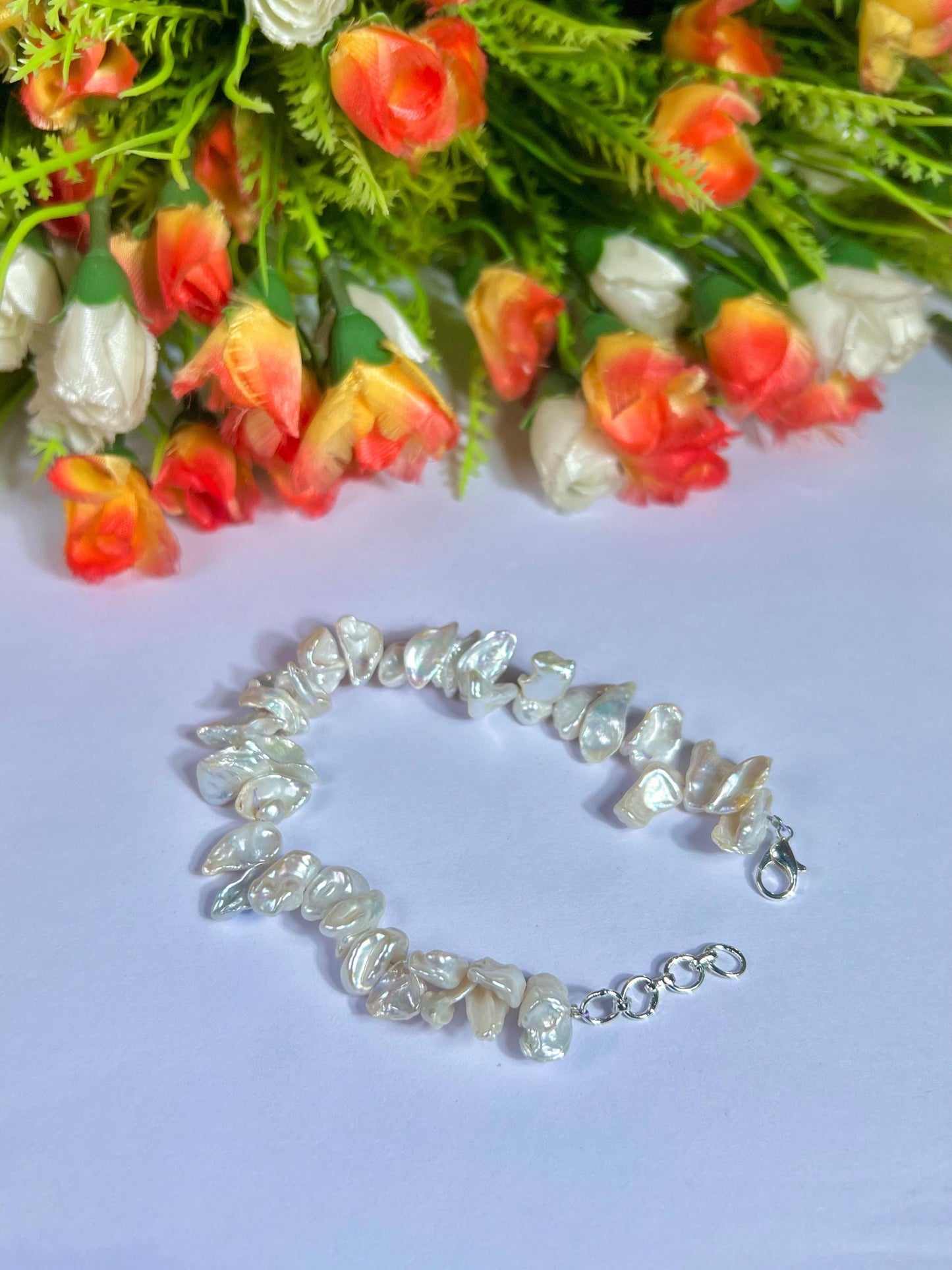 12 MM Pearl Stone Bracelet l Adjustable Bracelet l Unisex Bracelet