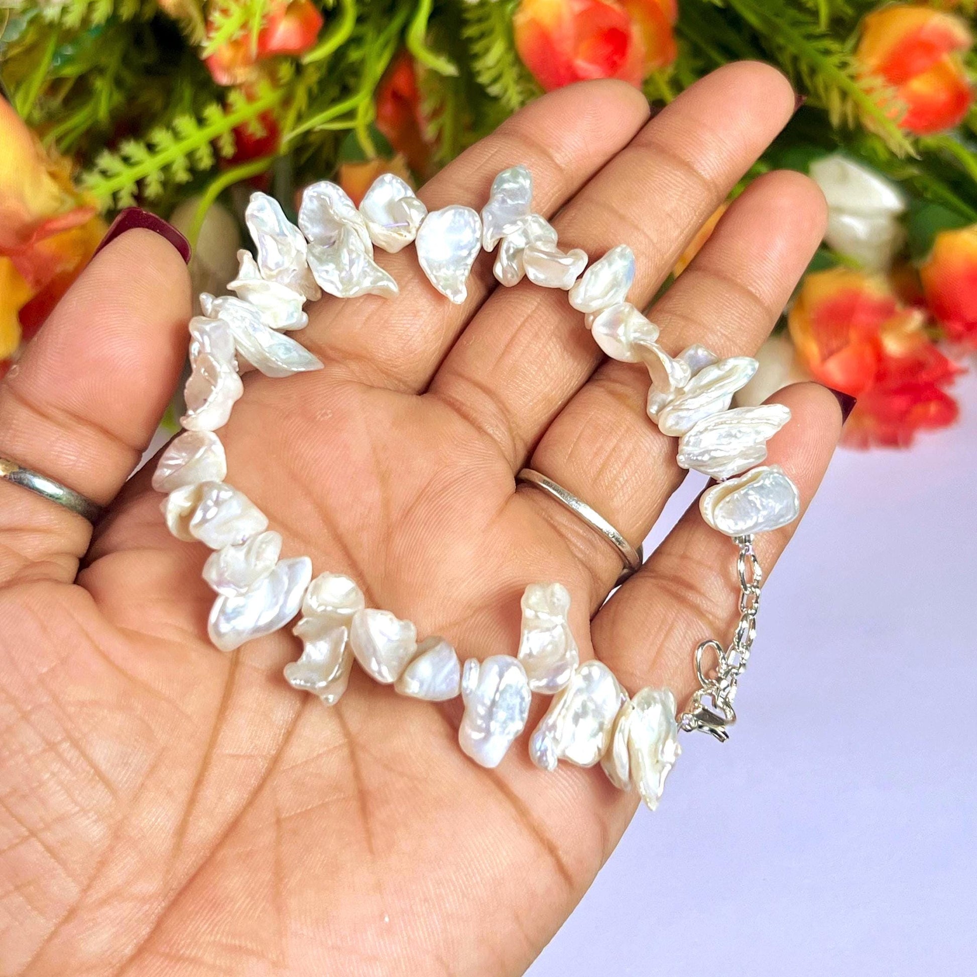 12 MM Pearl Stone Bracelet l Adjustable Bracelet l Unisex Bracelet