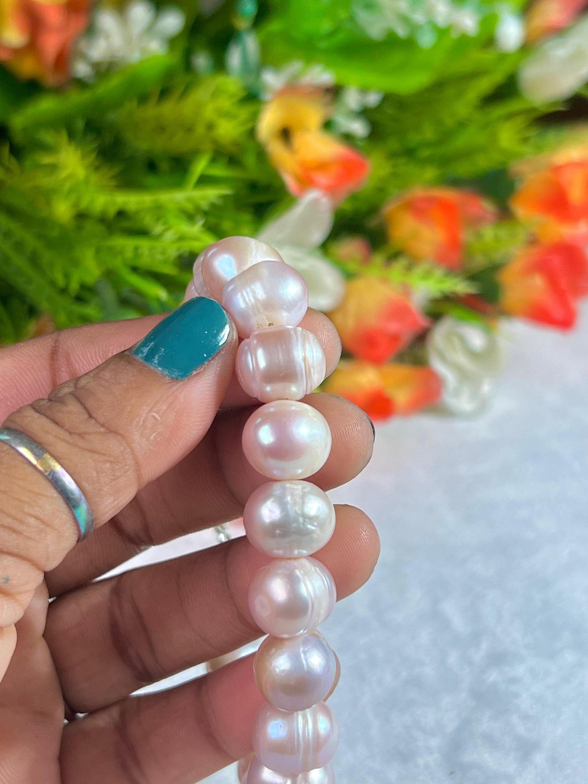 10 MM Pearl Stone Bracelet l Adjustable Bracelet l Unisex Bracelet