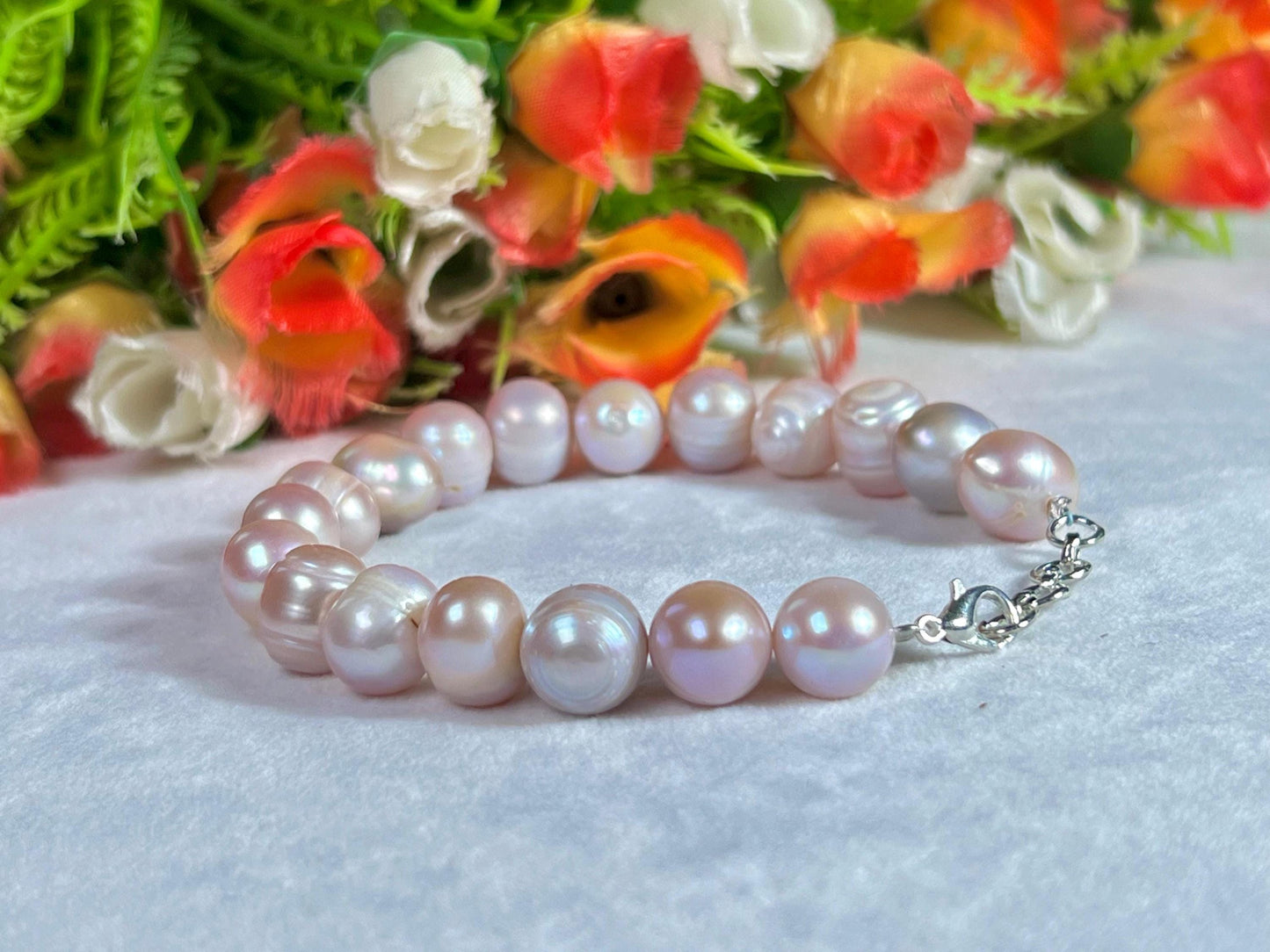 10 MM Pearl Stone Bracelet l Adjustable Bracelet l Unisex Bracelet