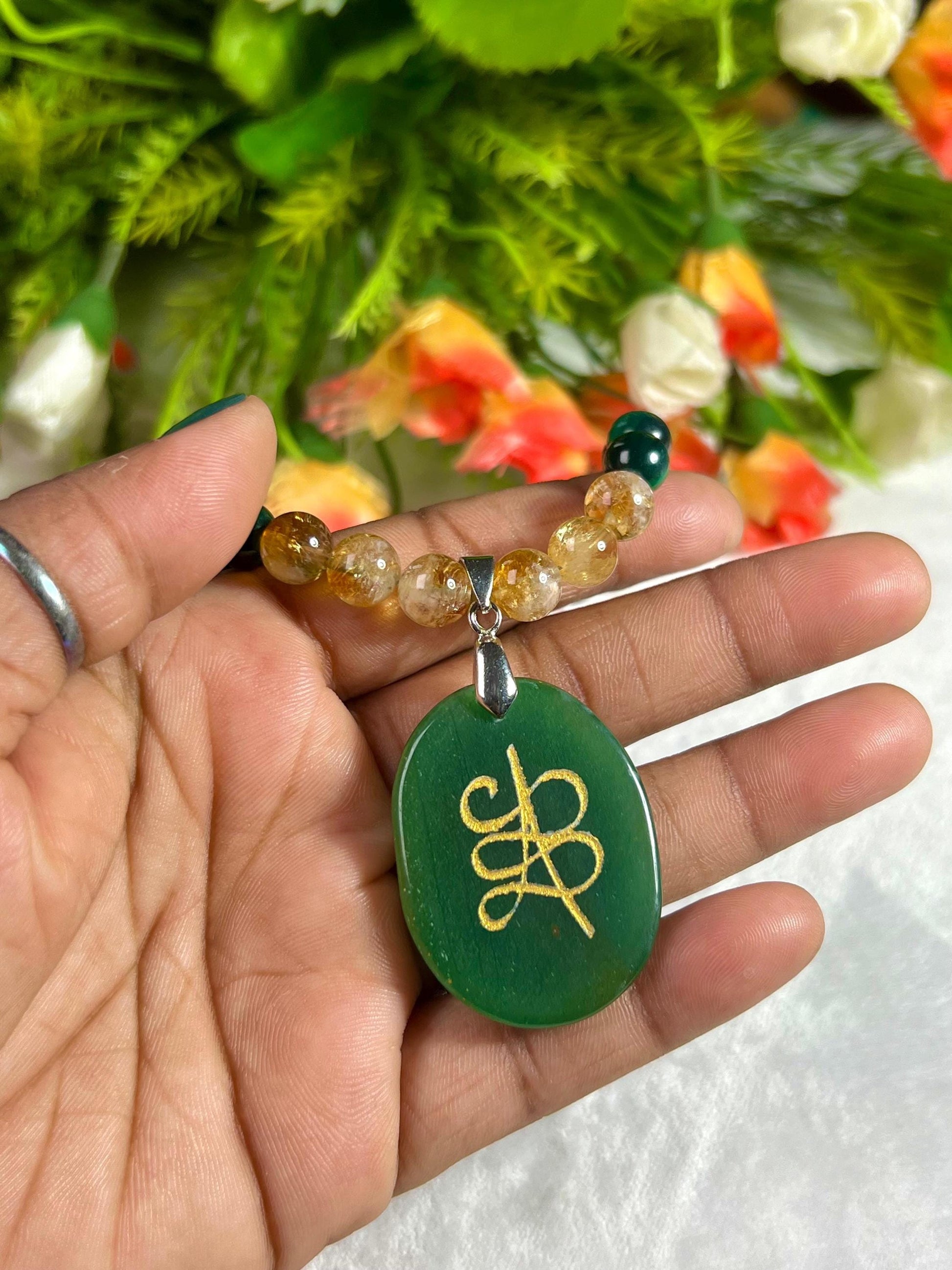 8 MM Money Wealth Stone Necklace 24 Inch