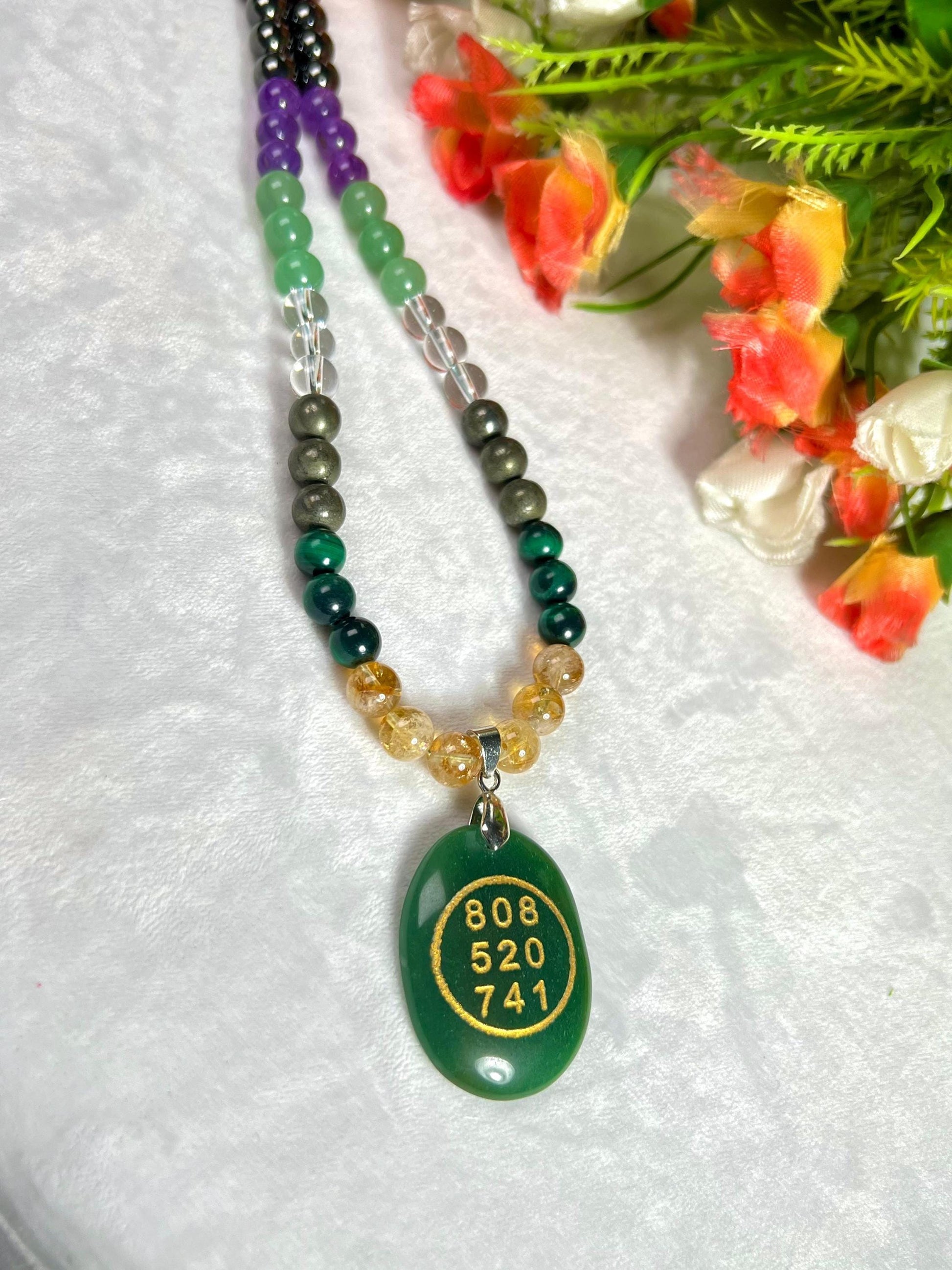 8 MM Money Wealth Stone Necklace 24 Inch
