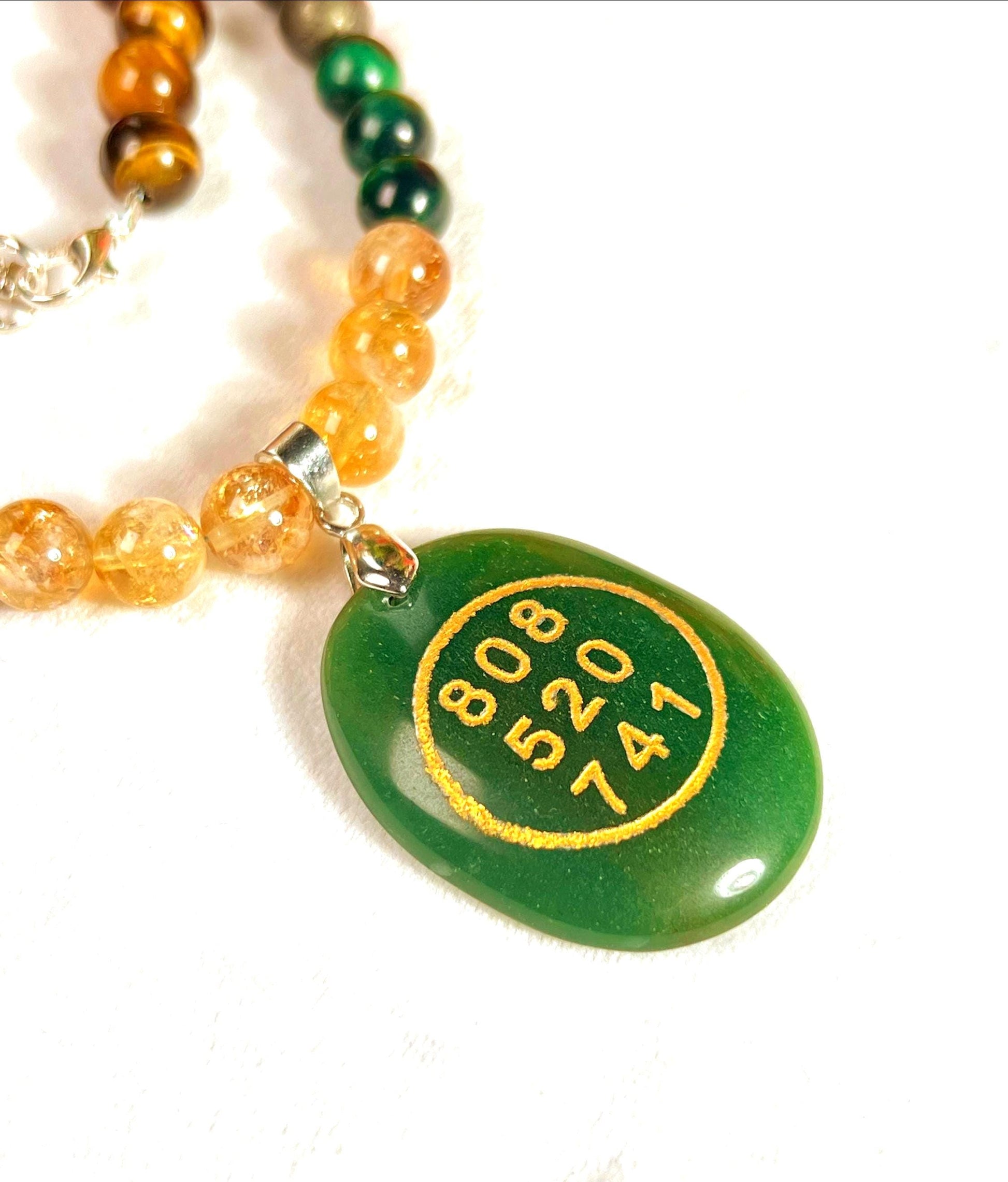 8 MM Money Wealth Stone Necklace 24 Inch