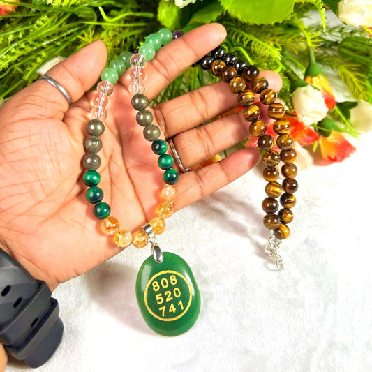8 MM Money Wealth Stone Necklace 24 Inch