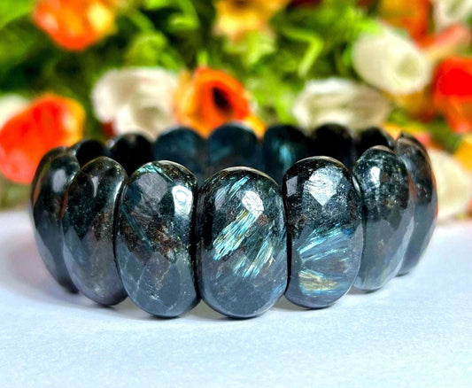 25 MM Greenland Nuummite Stone Bracelet l Stretchable Bracelet