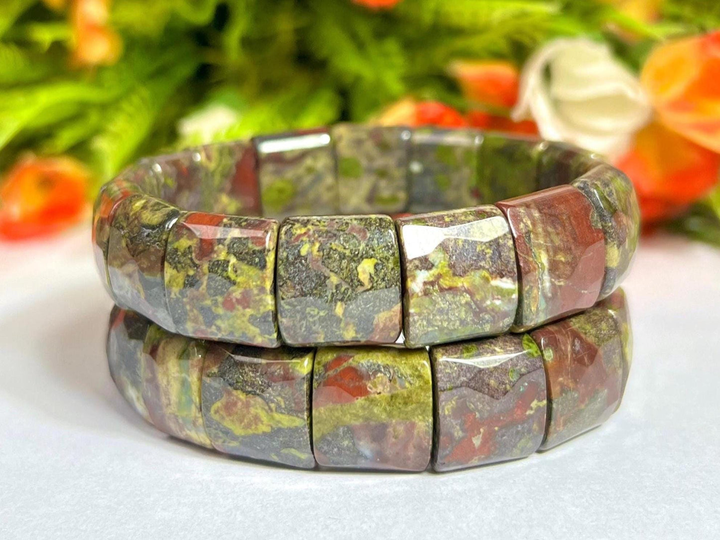 15 MM Dragon Blood Stone Bracelet l Stretchable Bracelet