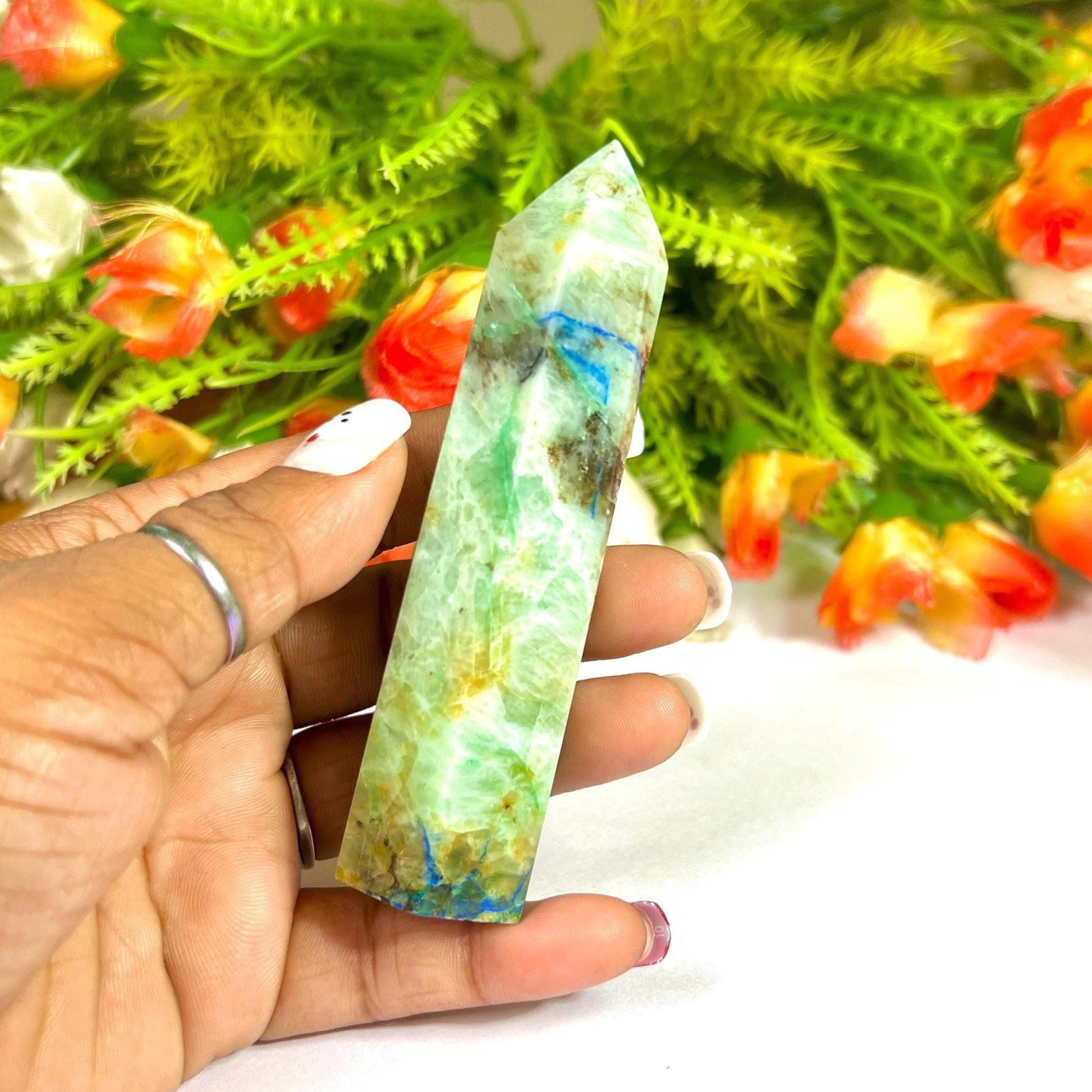 Phoenix Stone Crystal Tower Pencil Point Generator-Gemstone Pencil Crystal Tower Wand Stone Obelisk -Home Car Decor Decoration 3" To 4"