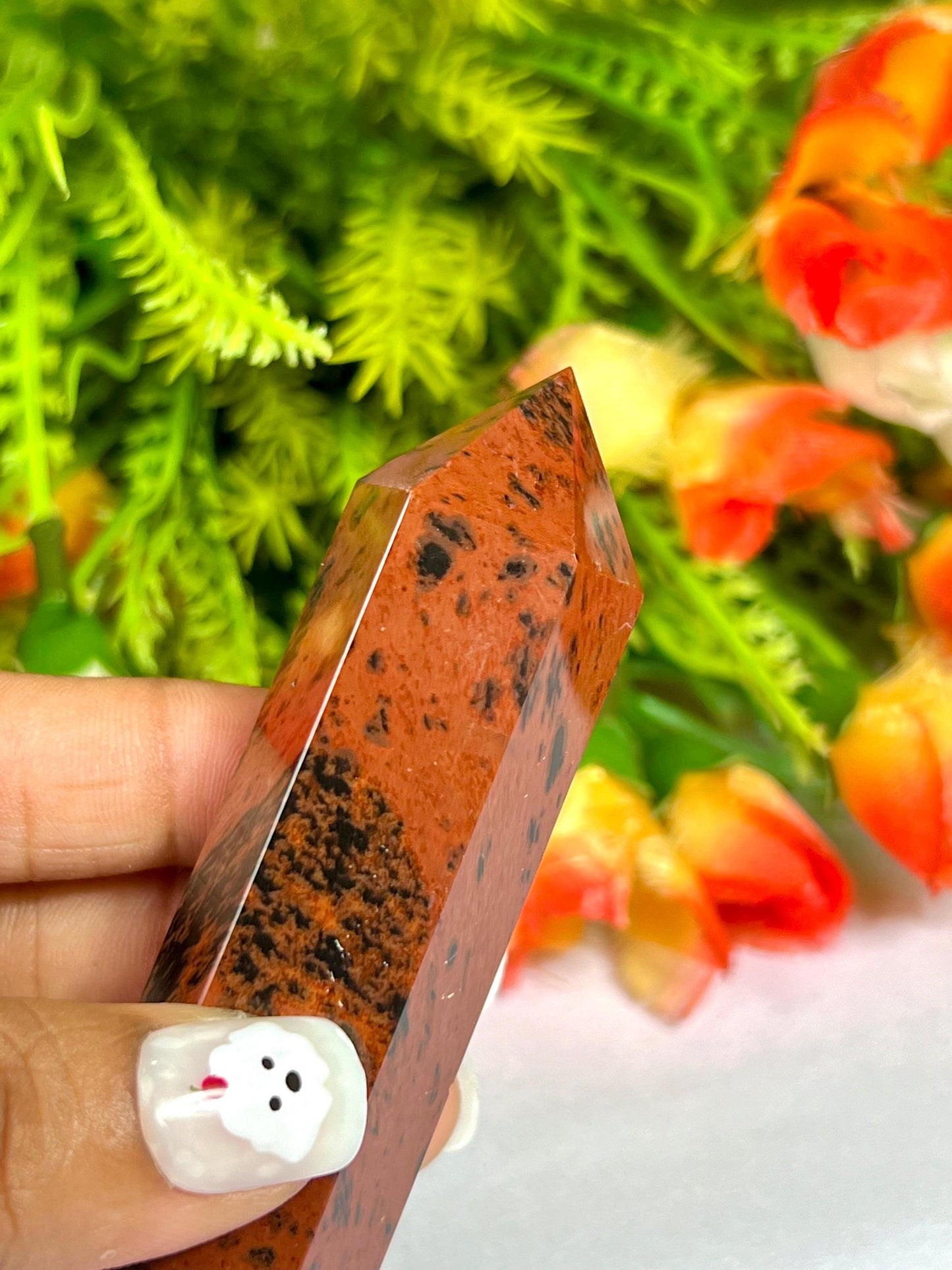 Mahogany Obsidian Stone Crystal Tower Pencil Point Generator-Gemstone Pencil Tower Wand Stone Obelisk -Home Car Decor Decoration 2" To 3"