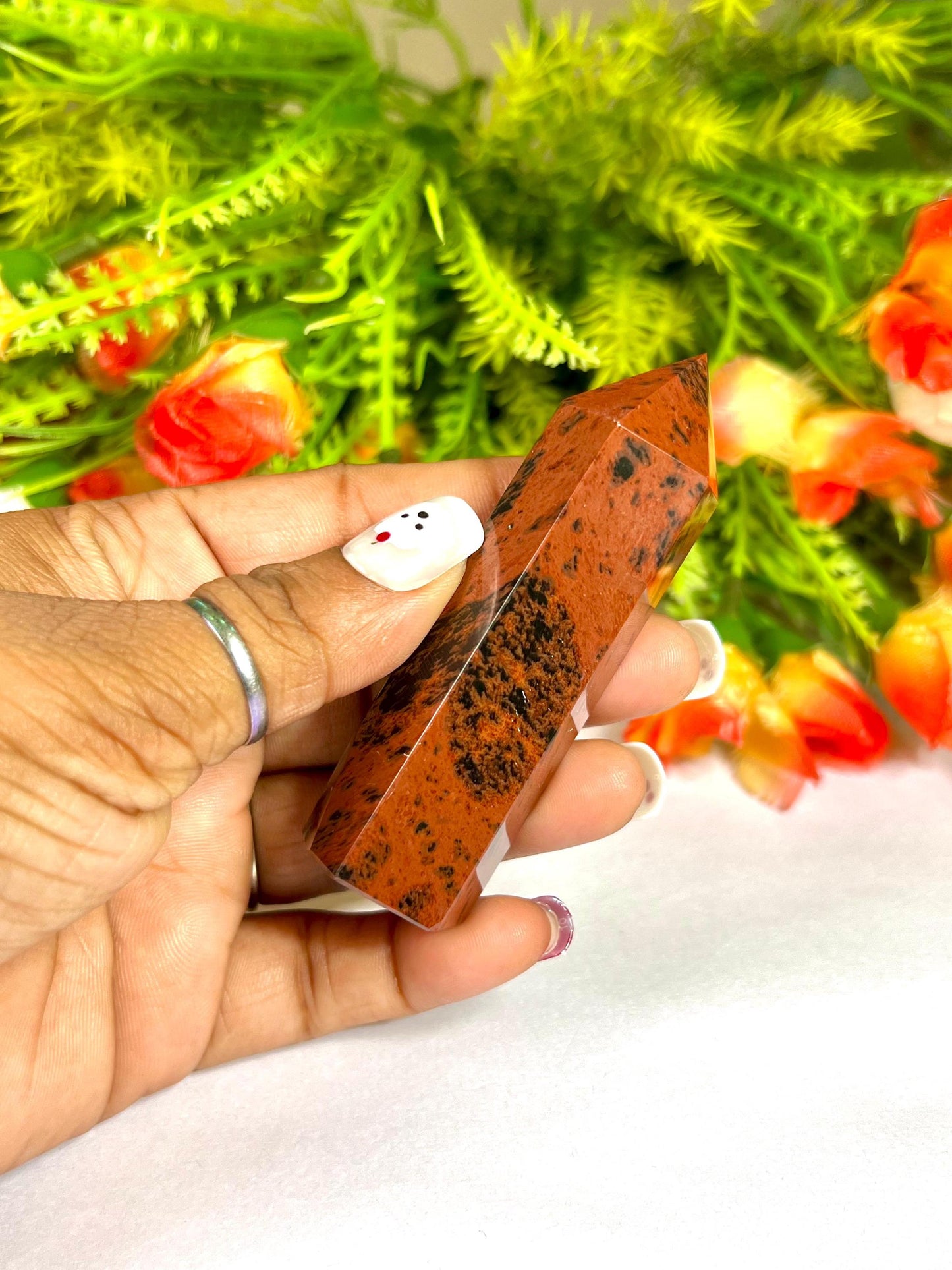 Mahogany Obsidian Stone Crystal Tower Pencil Point Generator-Gemstone Pencil Tower Wand Stone Obelisk -Home Car Decor Decoration 2" To 3"