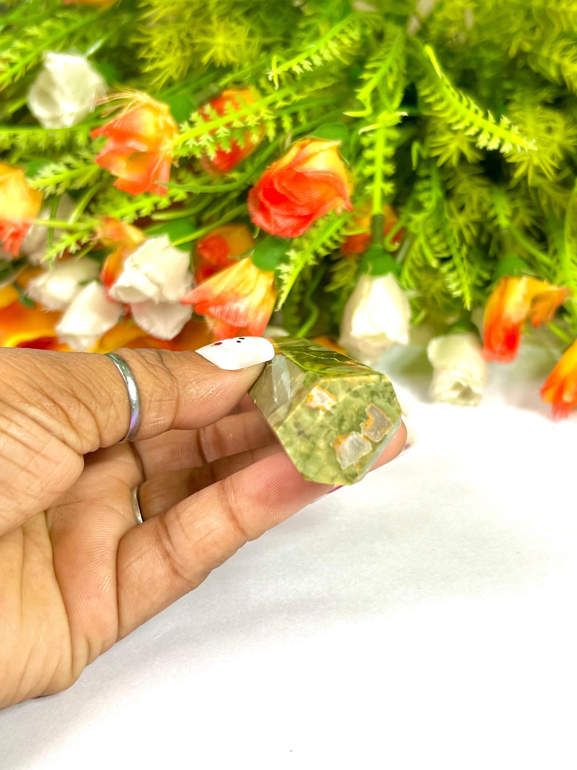 Rhyolite Stone Crystal Tower Pencil Point Generator-Gemstone Pencil Crystal Tower Wand Stone Obelisk -Home Car Decor Decoration 3" To 4"