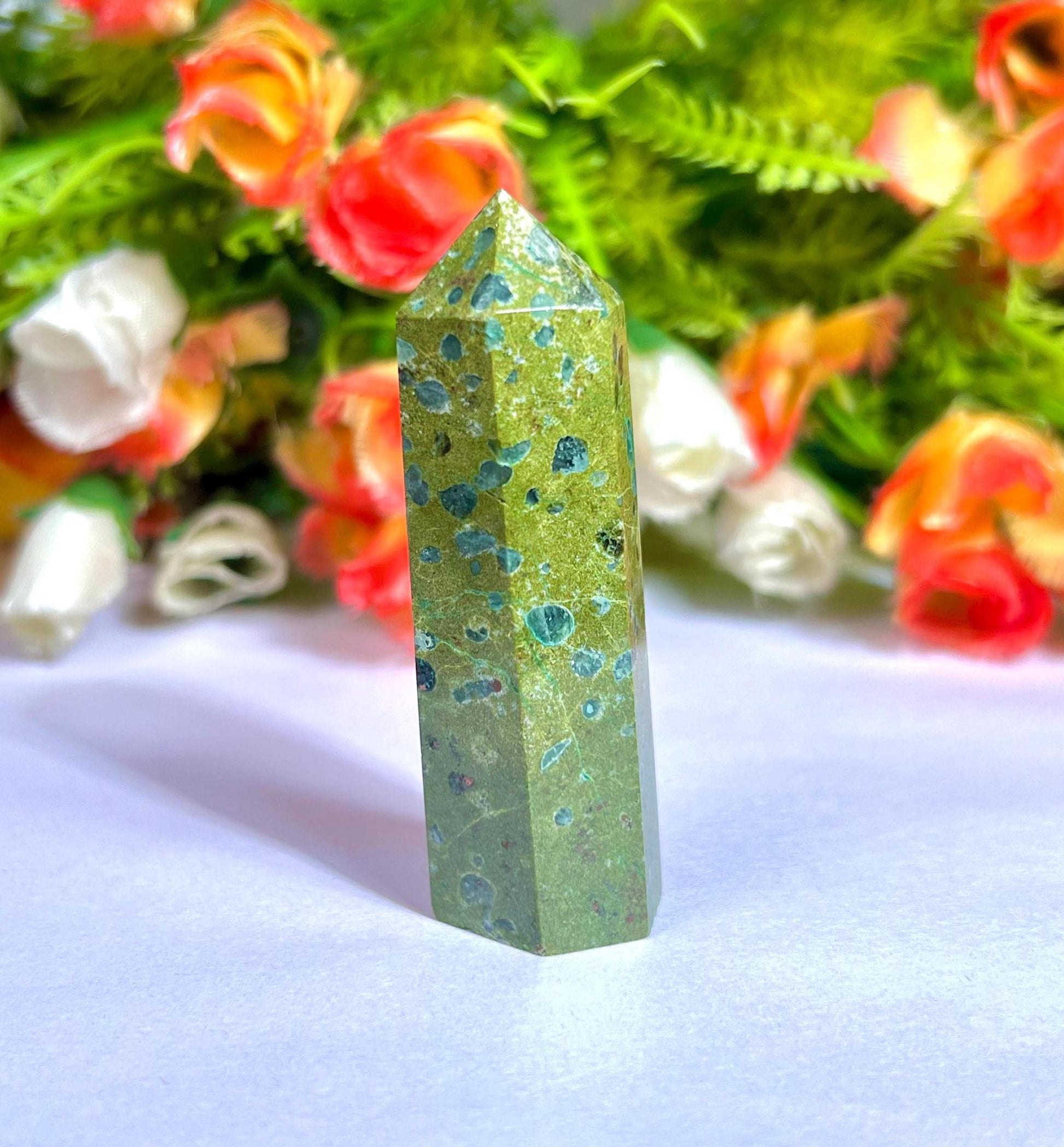 Atlantisite Stone Crystal Tower Pencil Point Generator-Gemstone Pencil Crystal Tower Wand Stone Obelisk -Home Car Decor Decoration 2" To 3"