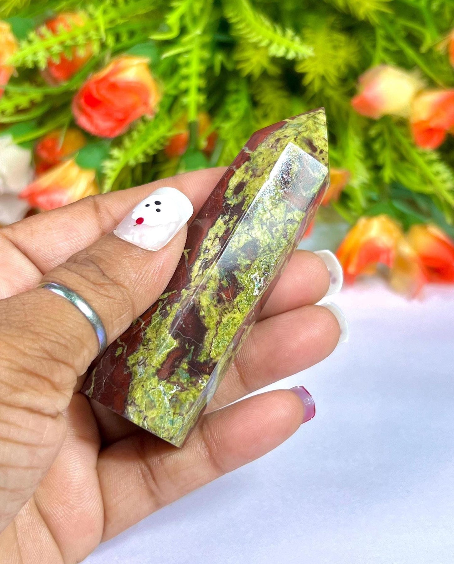 Dragon Blood Stone Tower Pencil Point Generator-Gemstone Pencil Crystal Tower Wand Stone Obelisk -Home Car Decor Decoration 3" To 4"