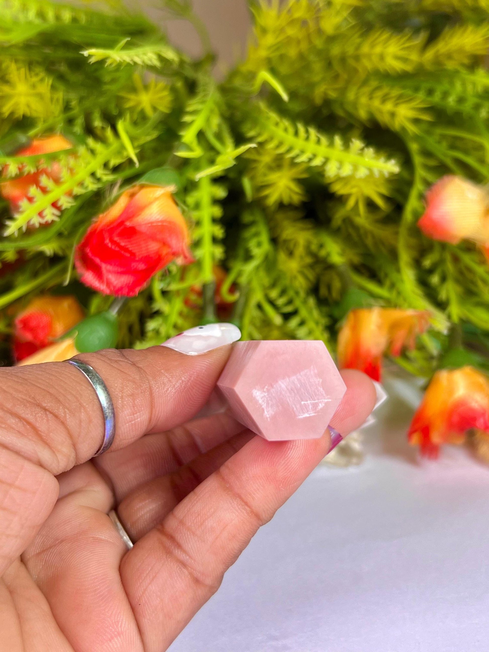 Pink Opal Stone Tower Pencil Point Generator-Gemstone Pencil Crystal Tower Wand Stone Obelisk -Home Car Decor Decoration 3" To 4"
