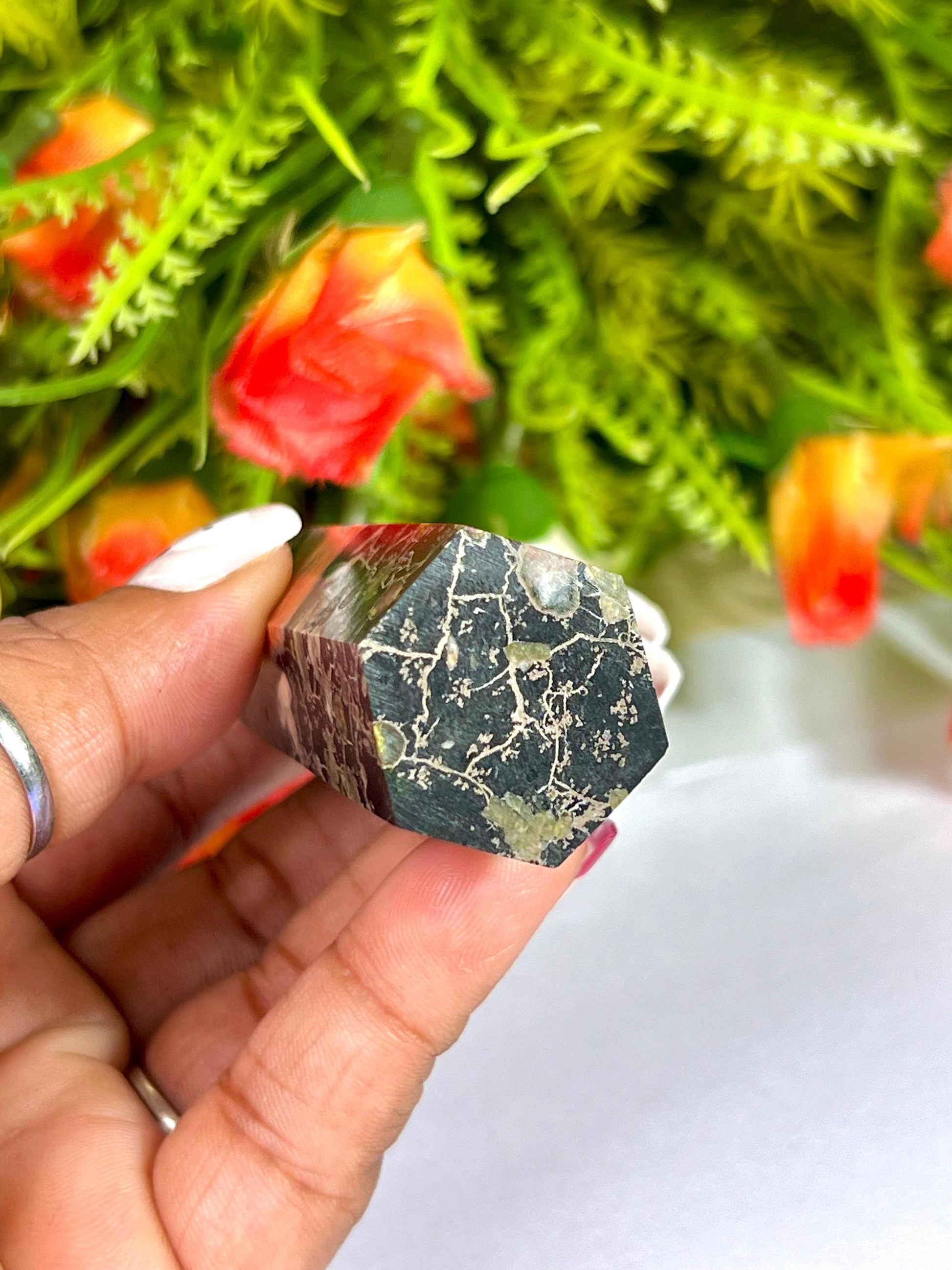 Plum Blossom Jasper Stone Tower Pencil Point Generator-Gemstone Pencil Crystal Tower Wand Stone Obelisk -Home Car Decor Decoration 3" To 4"