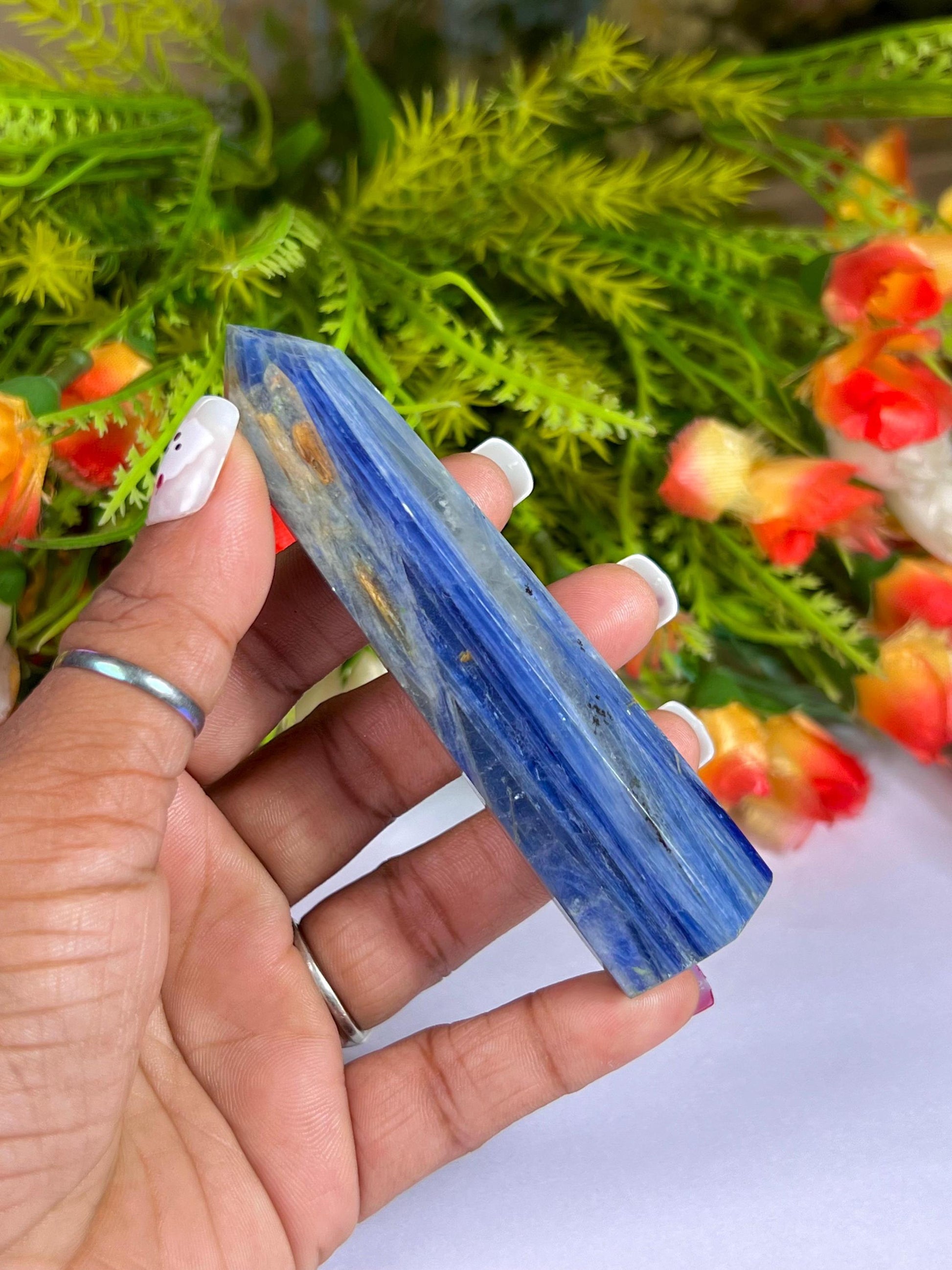 Blue Kyanite Stone Tower Pencil Point Generator-Gemstone Pencil Crystal Tower Wand Stone Obelisk -Home Car Decor Decoration 2" To 3"