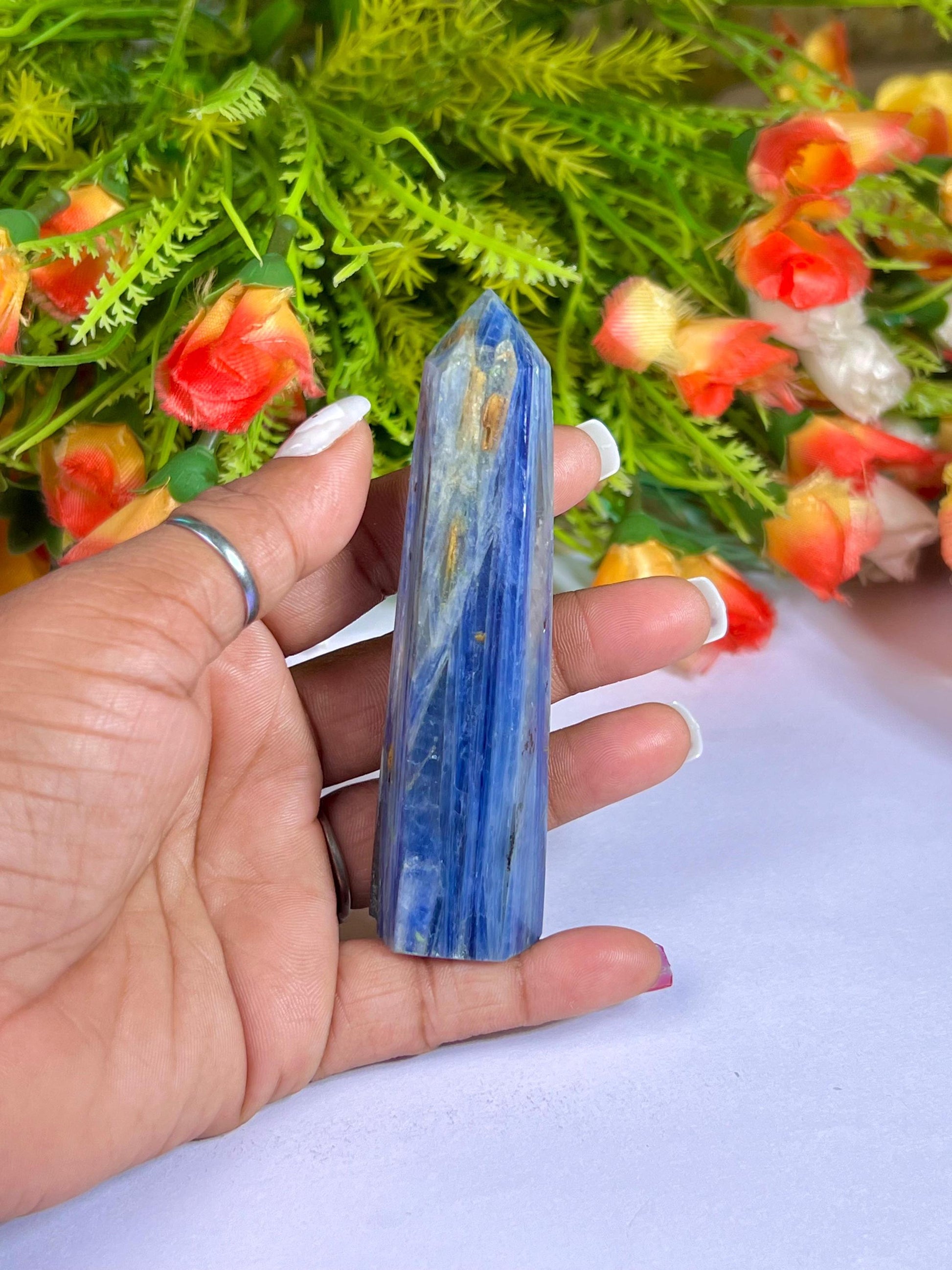 Blue Kyanite Stone Tower Pencil Point Generator-Gemstone Pencil Crystal Tower Wand Stone Obelisk -Home Car Decor Decoration 2" To 3"