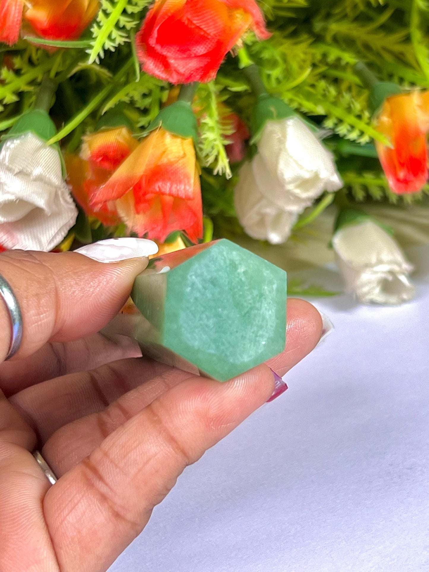 Green Aventurine Stone Tower Pencil Point Generator-Gemstone Pencil Crystal Tower Wand Stone Obelisk -Home Car Decor Decoration 3" To 4"