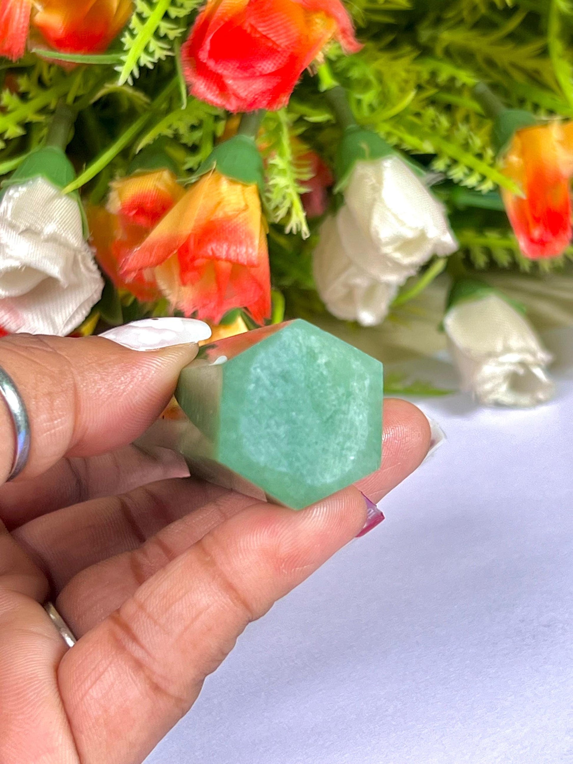 Green Aventurine Stone Tower Pencil Point Generator-Gemstone Pencil Crystal Tower Wand Stone Obelisk -Home Car Decor Decoration 3" To 4"