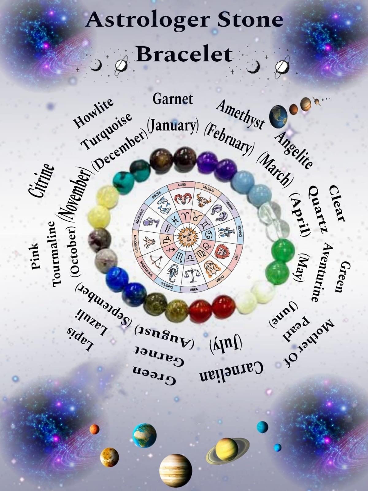 The Oracle Bracelet – 12 Sacred Stones of Insight - Garnet, Amethyst, Lapis, Citrine, Carnelian, Green Aventurine, Pink Tourmaline & More