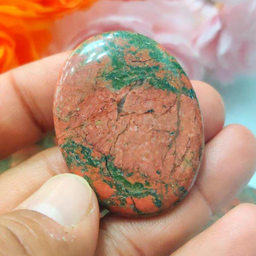 Unakite Jasper Stone Worry Stone – Crystal Worry Stone – Pocket Stone – Healing Crystal - 4cmx3cm Thumb Stone One (1) Piece