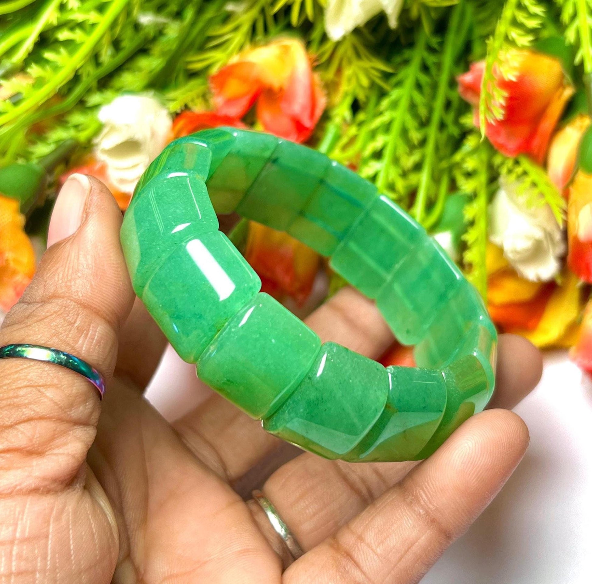 18 MM Green Aventurine Stone Bracelet l Stretchable Bracelet