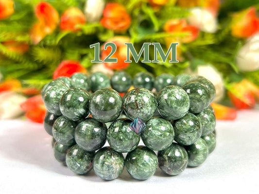 12 MM Seraphinite Stone Bracelet l Stretchable Bracelet l Unisex Bracelet