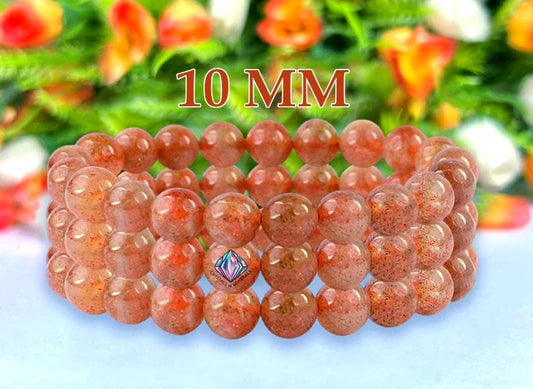 10 MM Sunstone Stone Bracelet l Stretchable Bracelet l Unisex Bracelet
