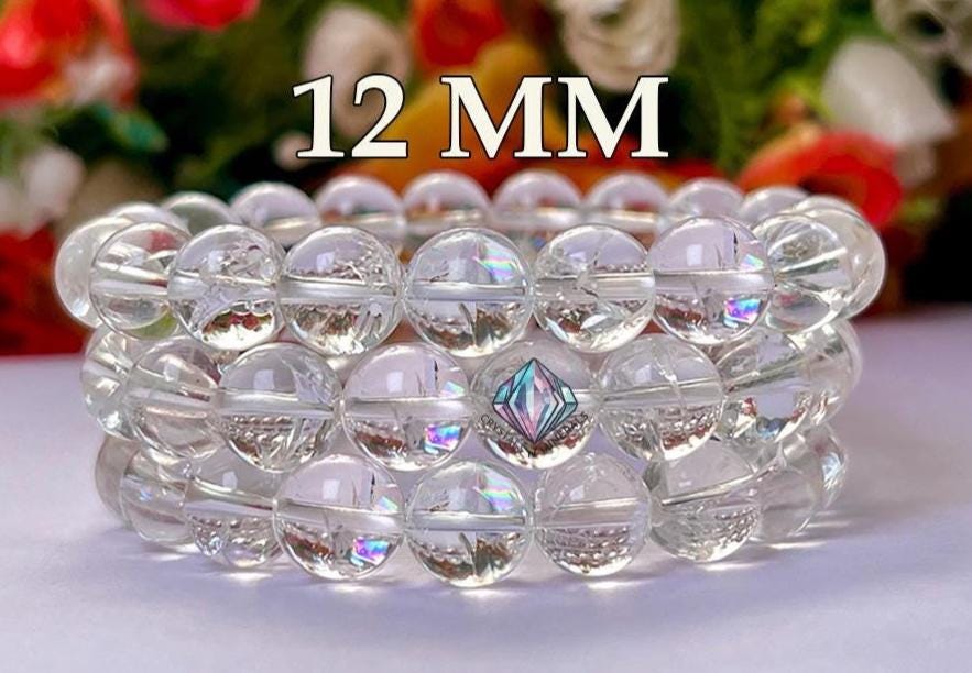 12 MM Rainbow Anandalite Quartz Aurora Quartz Crystal Stone Bracelet l Stretchable Bracelet l Unisex Bracelet