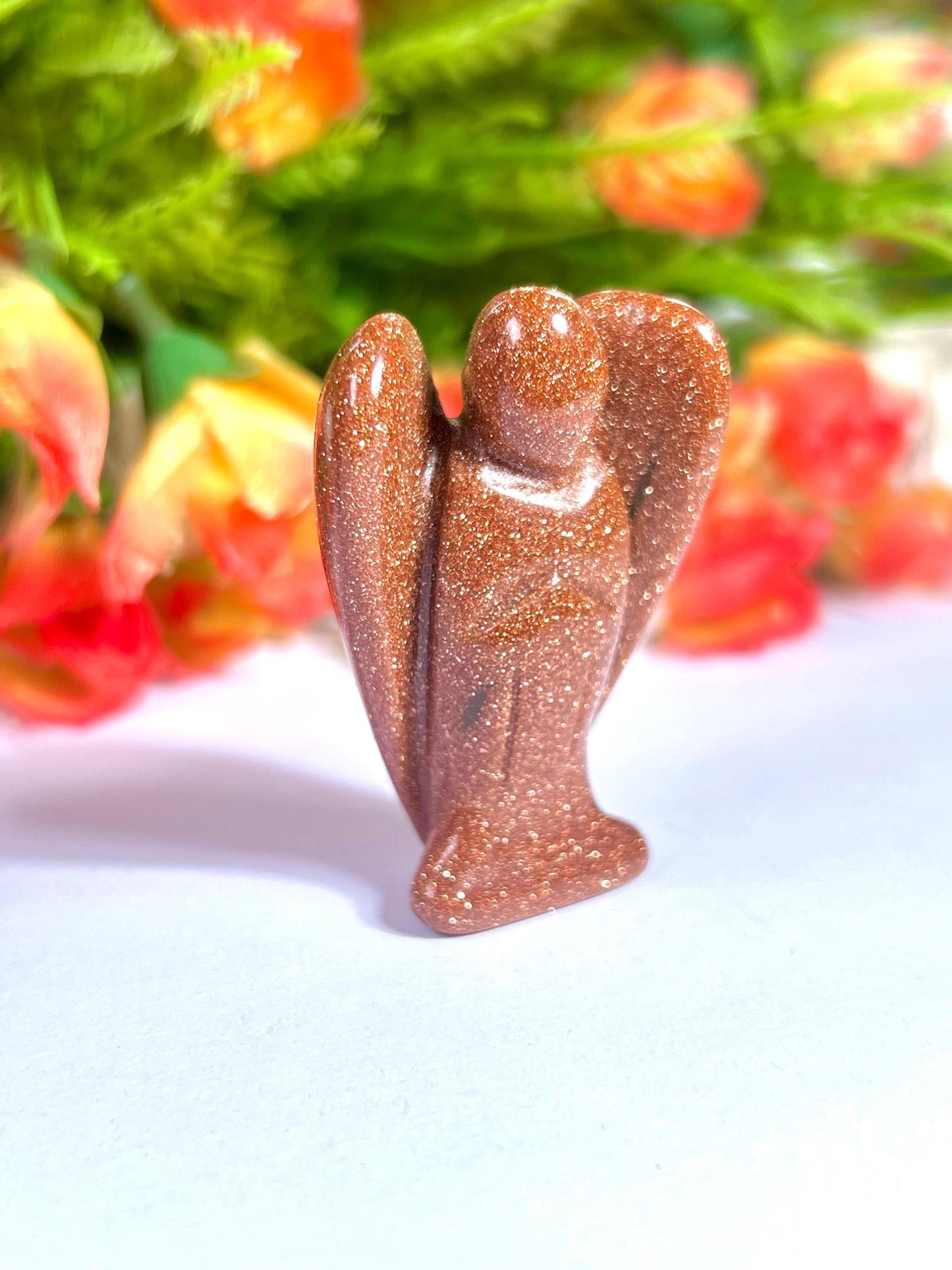 2" Angel Red Gold Stone / Red Sun Sitara Guardian Angel blessed Angelic connection