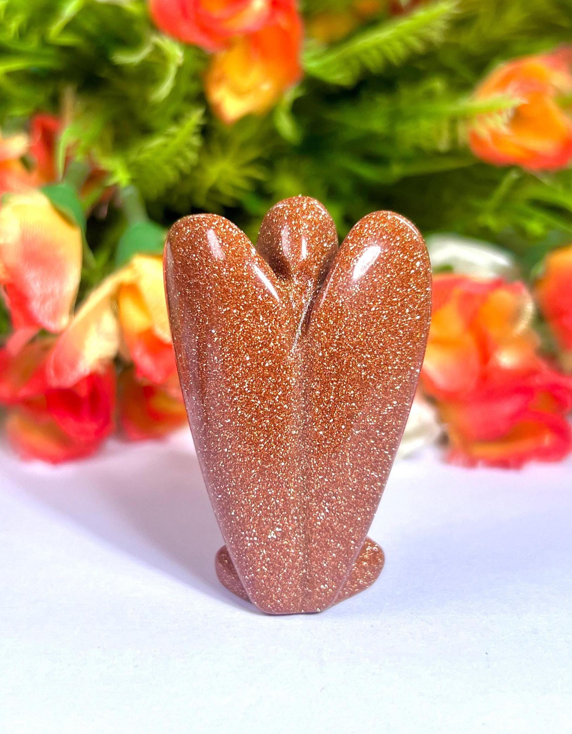 2" Angel Red Gold Stone / Red Sun Sitara Guardian Angel blessed Angelic connection
